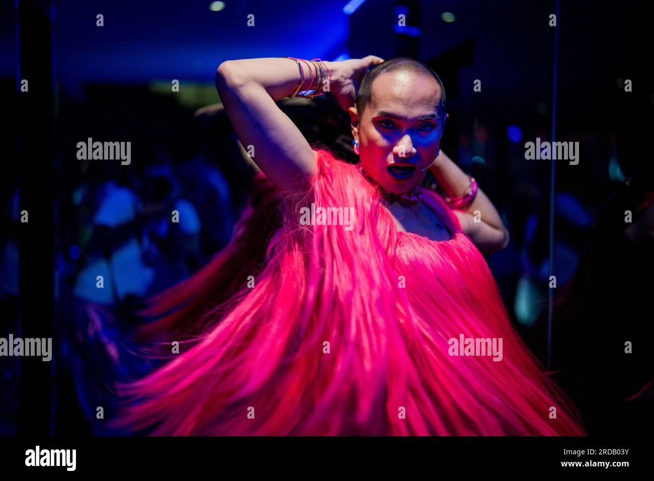 Bangkok, Thailand. 20th July, 2023. PATCHA gets ready to perform backstage at the 'Barbie' movie premiere in Bangkok. Fans and artists attend the exclusive pink carpet premiere of 'Barbie' at Siam Paragon Cineplex on July 19, 2023. Credit: Matt Hunt/Neato/Alamy Live News Stock Photo