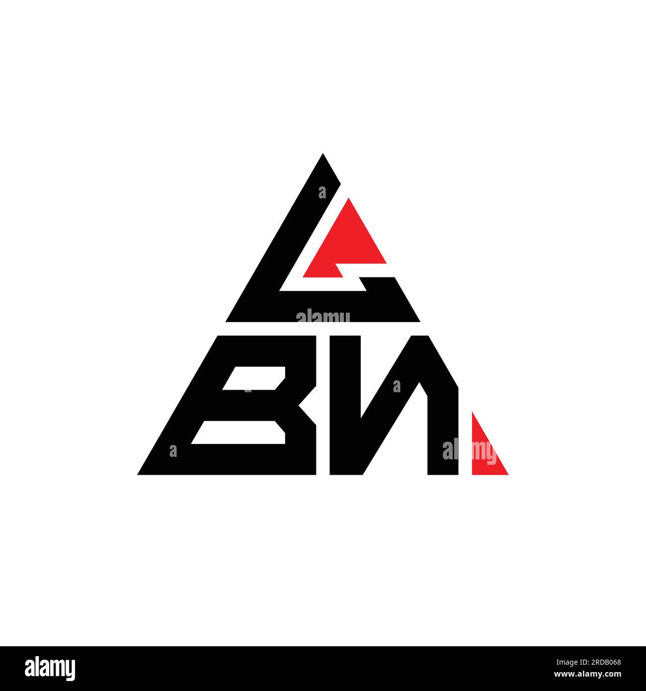 LBN triangle letter logo design with triangle shape. LBN triangle logo design monogram. LBN triangle vector logo template with red color. LBN triangul Stock Vector