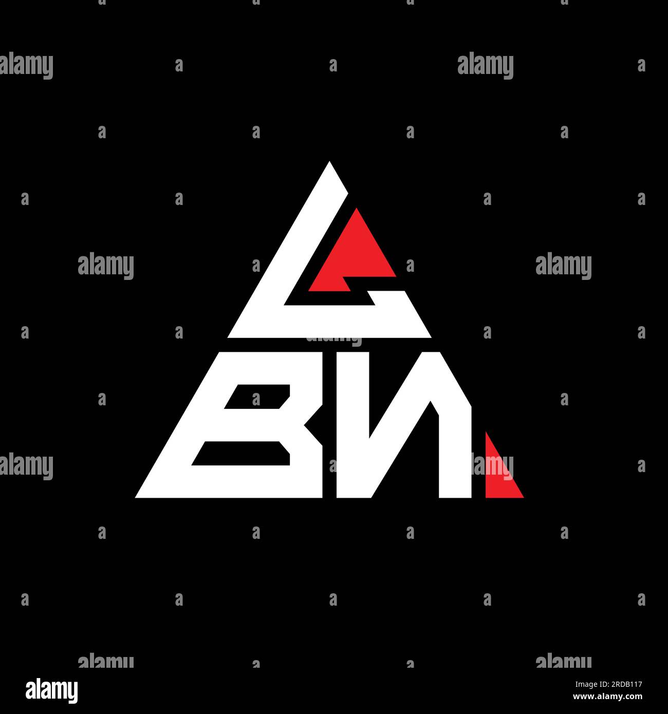 LBN triangle letter logo design with triangle shape. LBN triangle logo design monogram. LBN triangle vector logo template with red color. LBN triangul Stock Vector