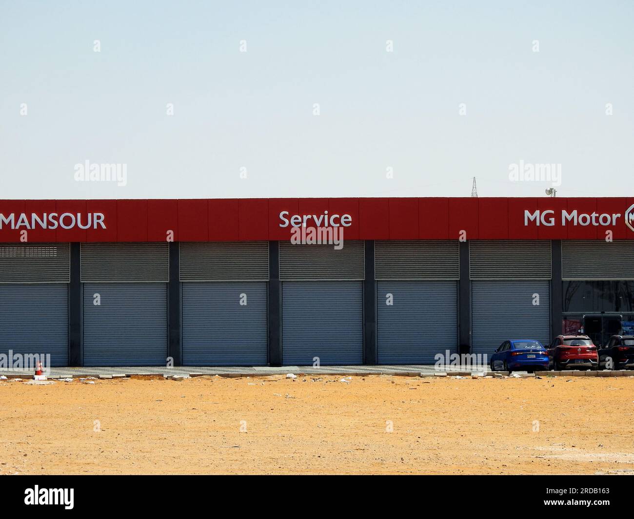 Cairo, Egypt, June 30 2023 MG cars auto service building Al Mansour