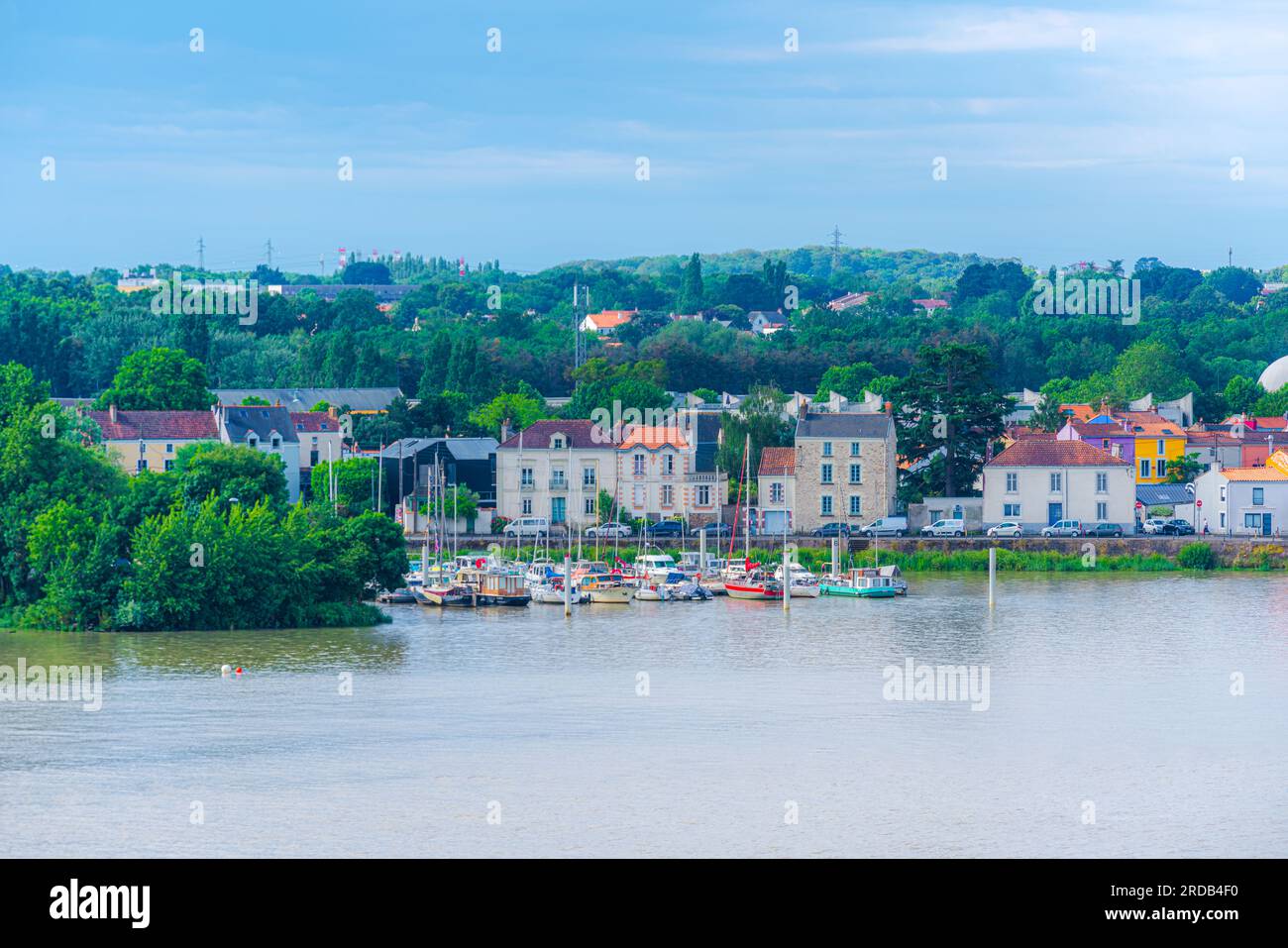 Scenic view of Trentemoult District in the less side of the River Loire Estuary, Nantes, France Stock Photo