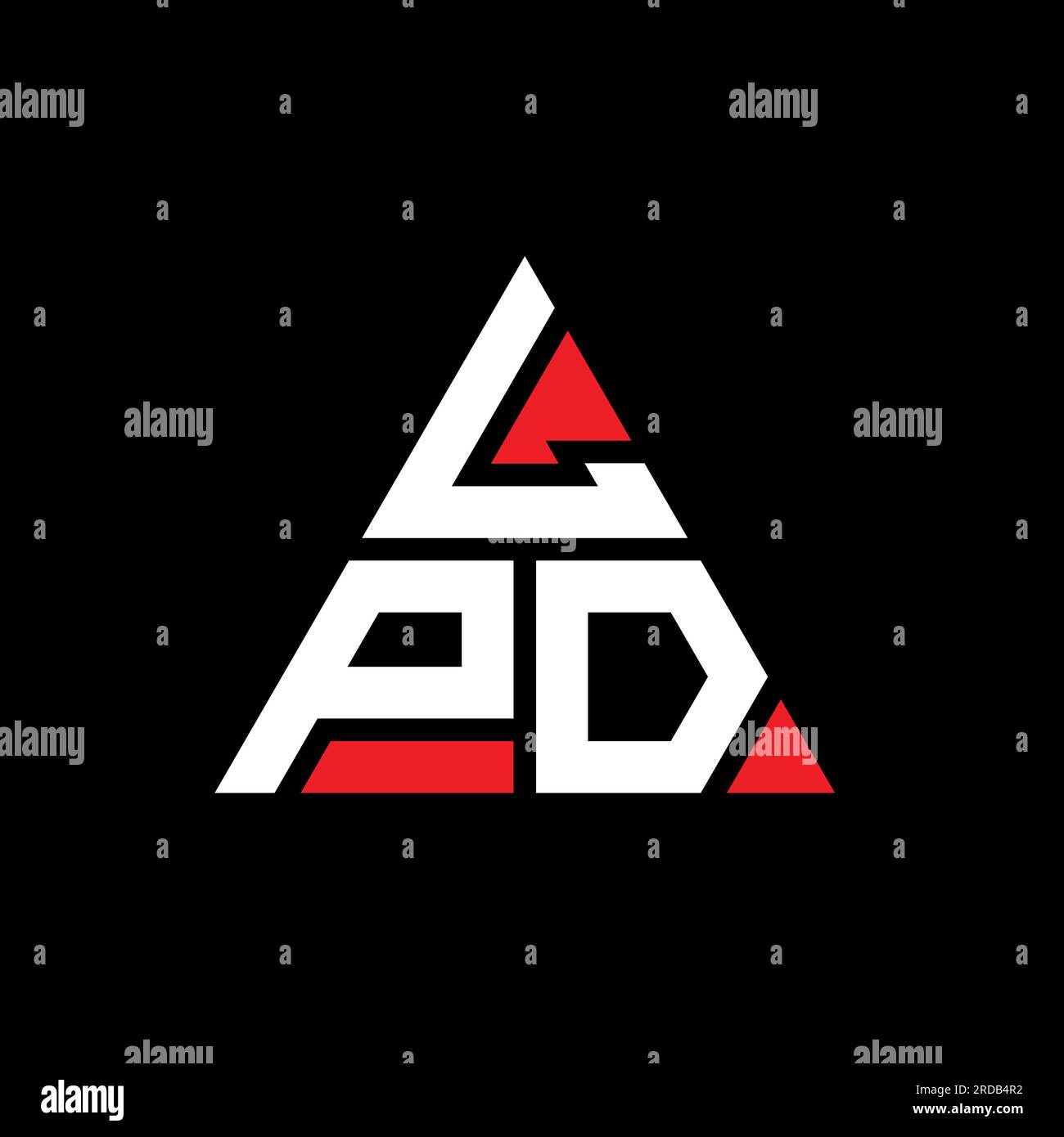 LPD triangle letter logo design with triangle shape. LPD triangle logo design monogram. LPD triangle vector logo template with red color. LPD triangul Stock Vector