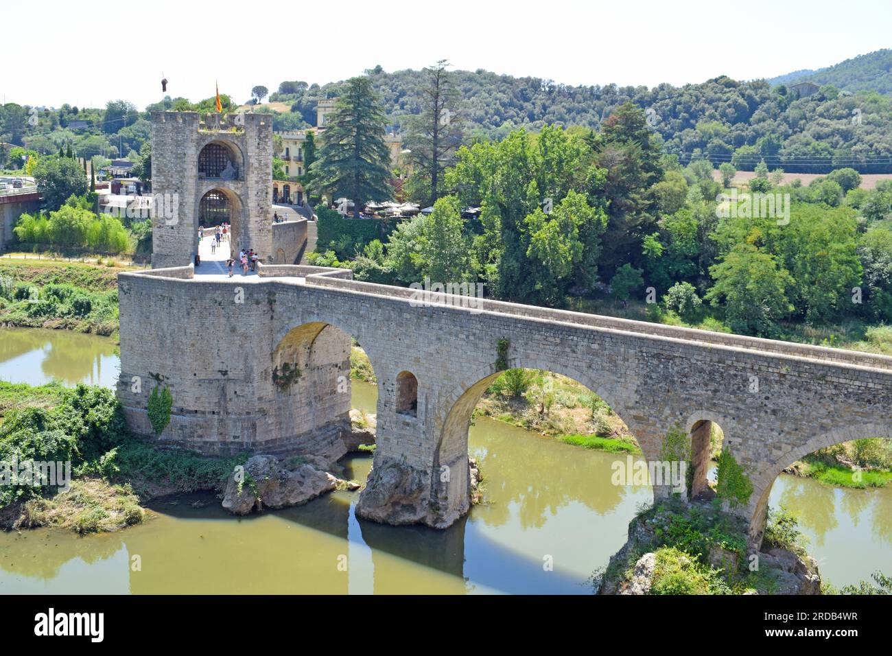 Roman bridge of Besalu Girona Spain Stock Photo