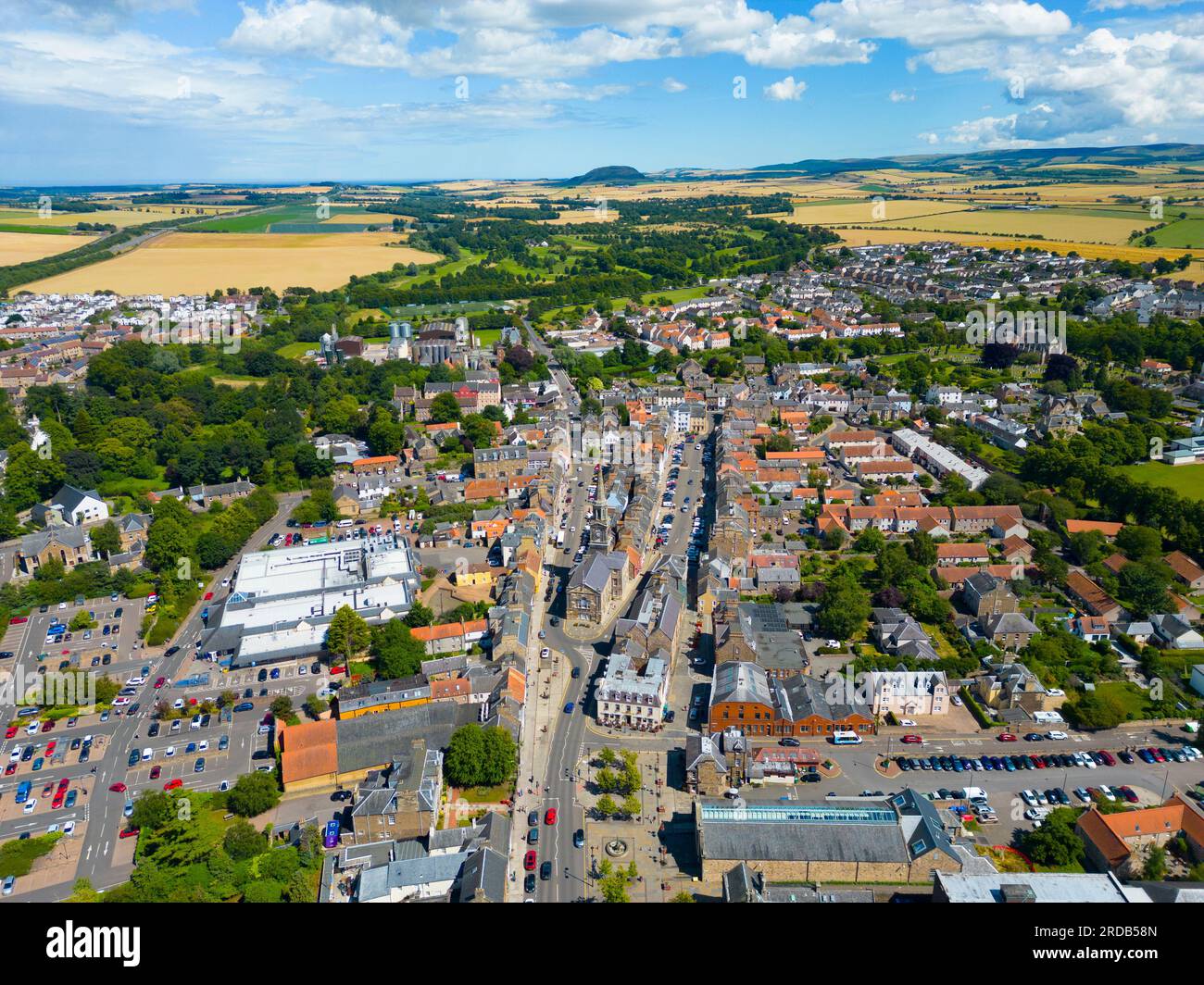 Aerial view of Haddington town centre in East Lothian, Scotland, UK