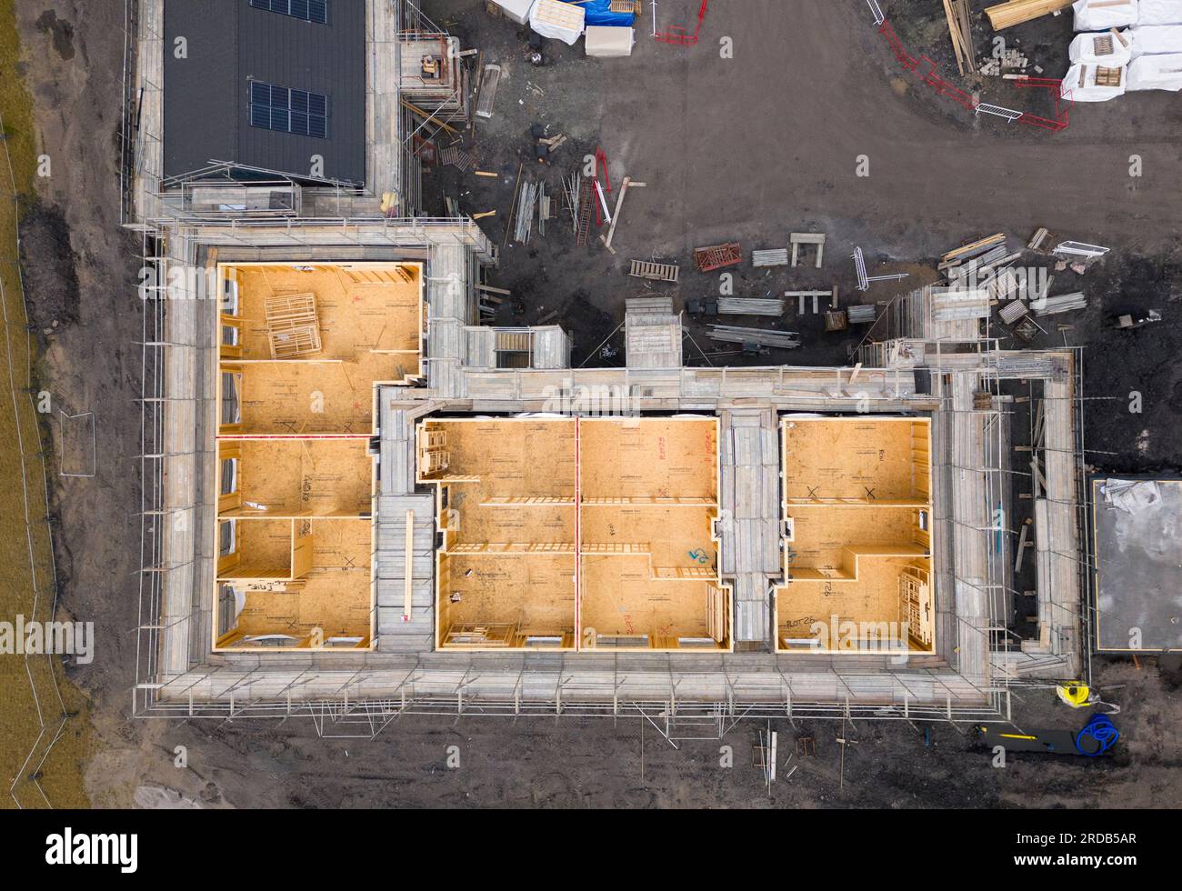 Aerial view of new housing under construction at Bridgewater Village in