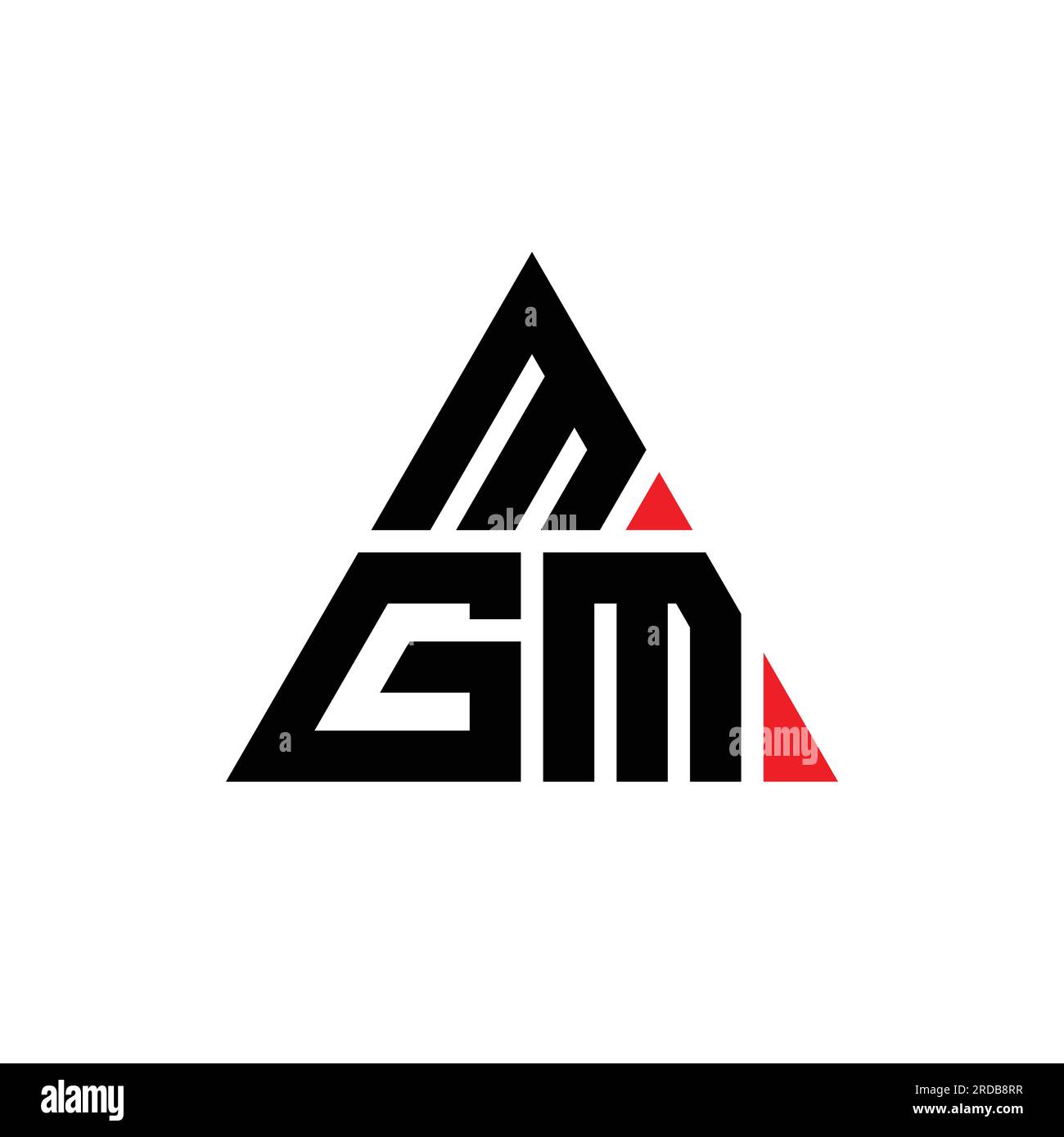 MGM triangle letter logo design with triangle shape. MGM triangle logo design monogram. MGM triangle vector logo template with red color. MGM triangul Stock Vector