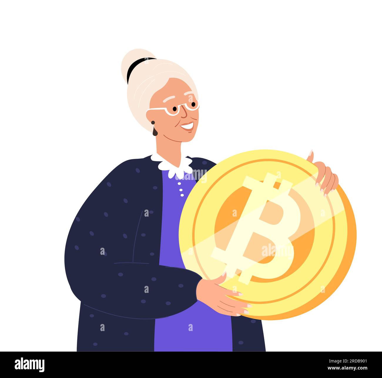 Old Retired Woman Character Holding Huge Bitcoin Sign,Bitcoin Symbolizing  Success And Financial Achievement.A Decentralized Digital Crypto Currency,Wo  Stock Photo - Alamy
