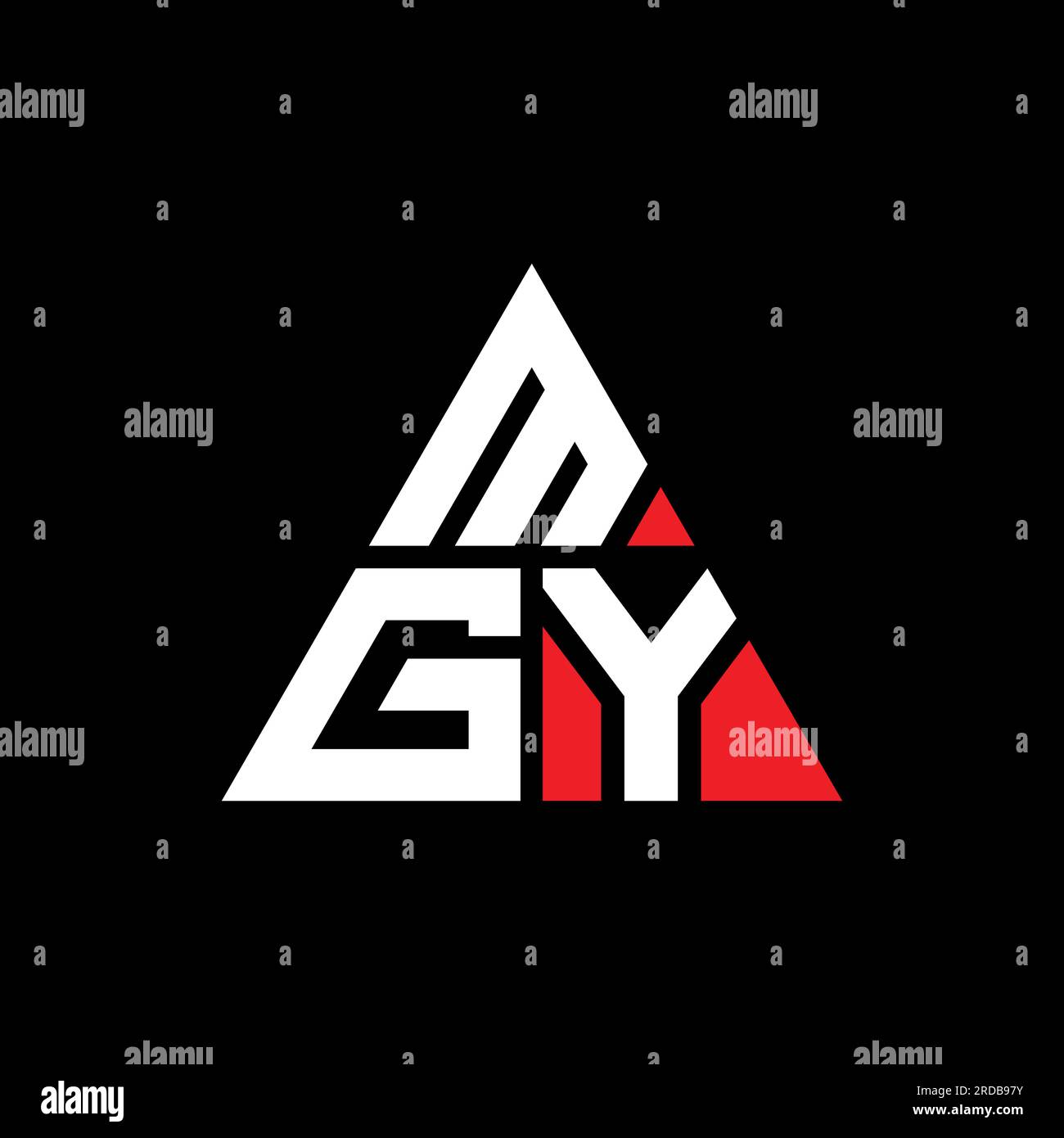 MGY triangle letter logo design with triangle shape. MGY triangle logo design monogram. MGY triangle vector logo template with red color. MGY triangul Stock Vector
