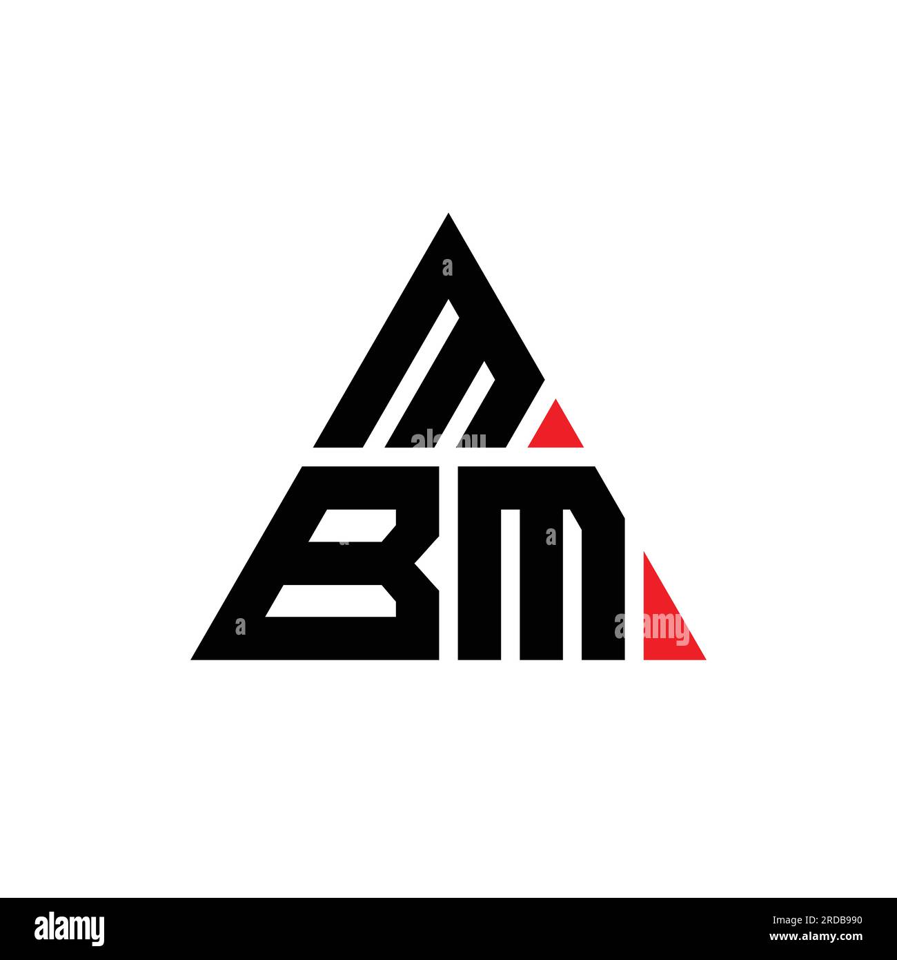 MBM triangle letter logo design with triangle shape. MBM triangle logo design monogram. MBM triangle vector logo template with red color. MBM triangul Stock Vector