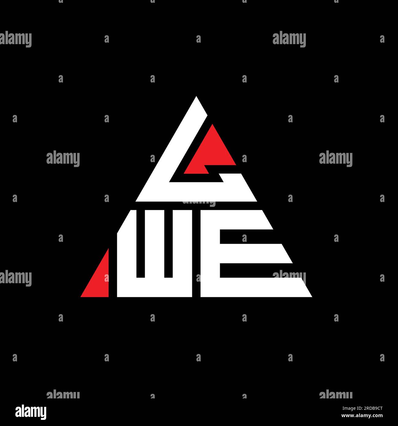 LWE triangle letter logo design with triangle shape. LWE triangle logo design monogram. LWE triangle vector logo template with red color. LWE triangul Stock Vector