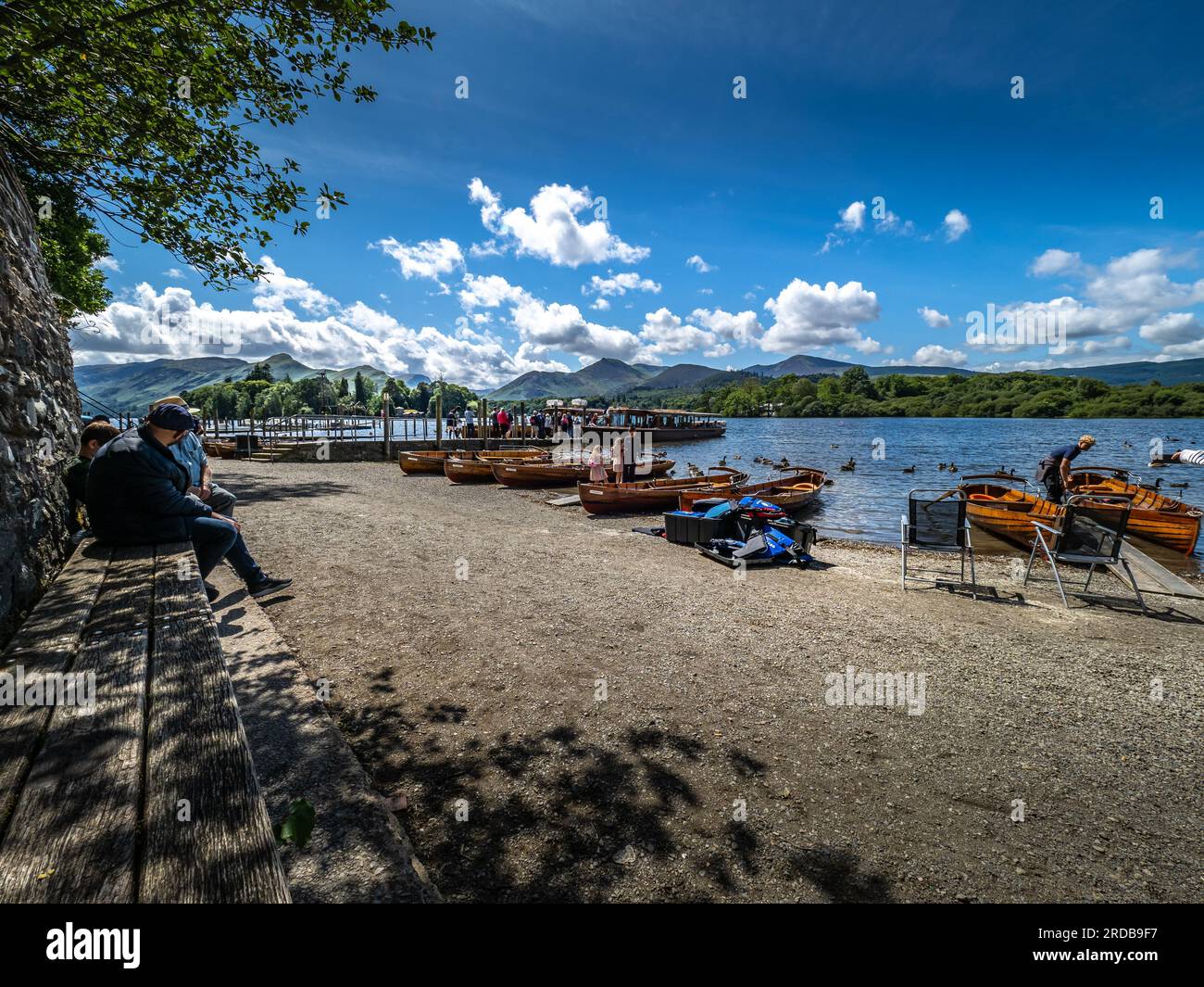 View from Derwentwater shore at Keswick on a summers afternoon Stock Photo