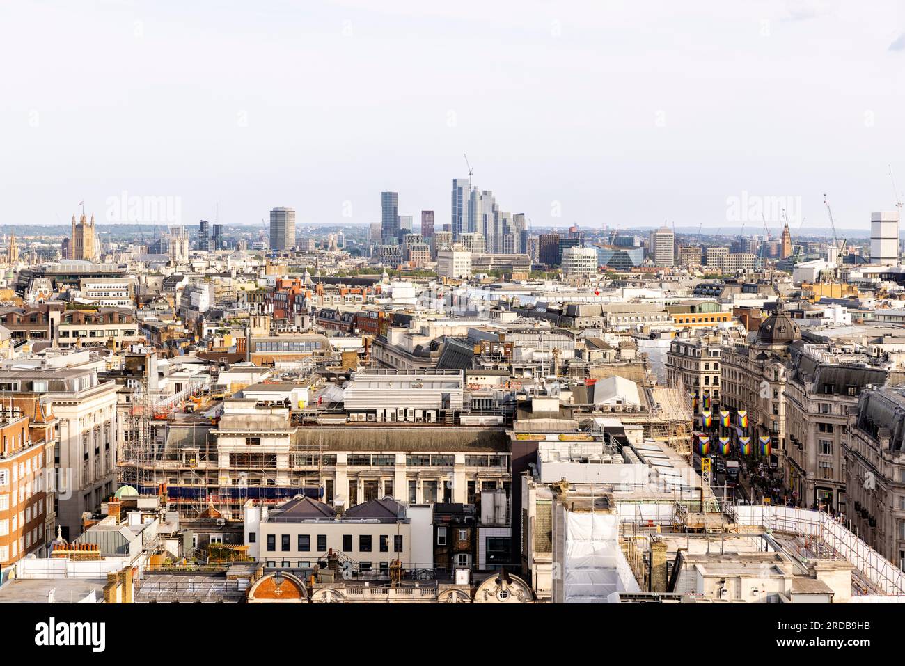 Looking South from a building rooftop along Regent Street, London. Stock Photo