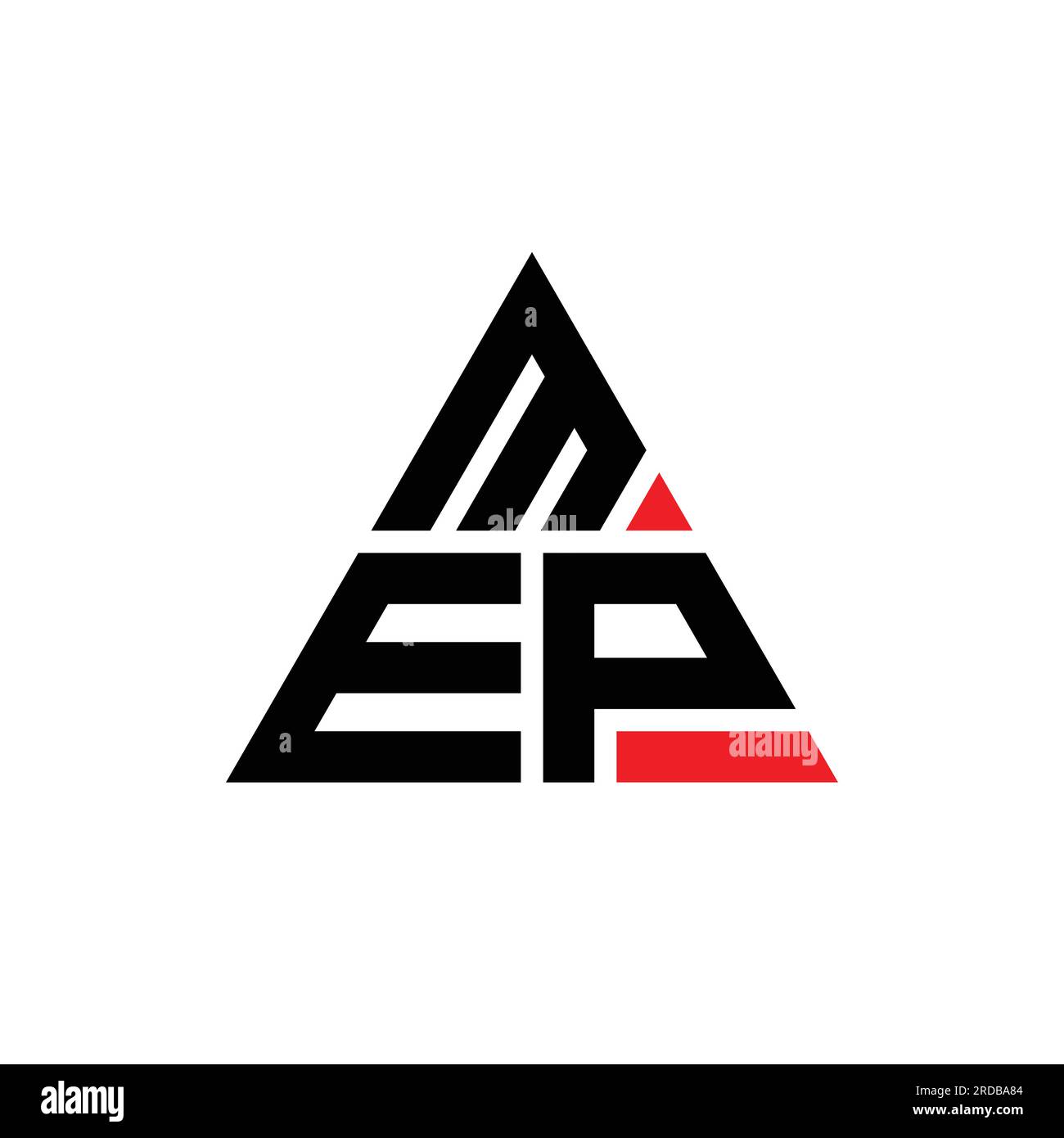 MEP triangle letter logo design with triangle shape. MEP triangle logo design monogram. MEP triangle vector logo template with red color. MEP triangul Stock Vector