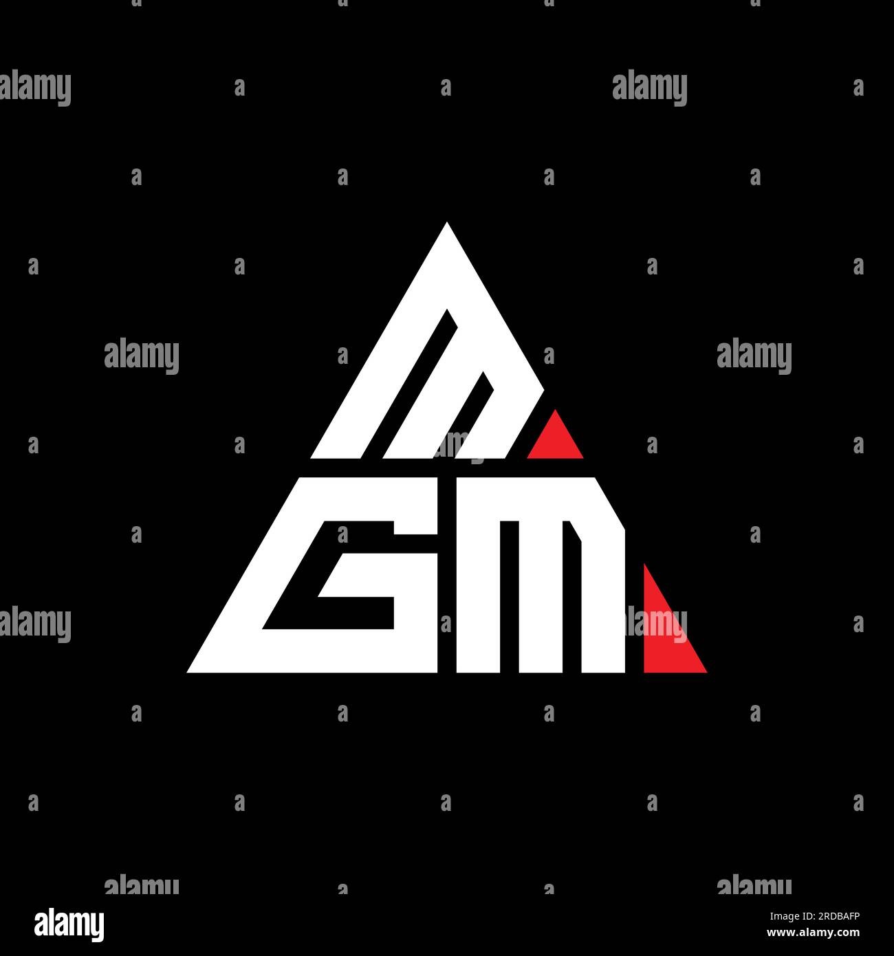 MGM triangle letter logo design with triangle shape. MGM triangle logo design monogram. MGM triangle vector logo template with red color. MGM triangul Stock Vector