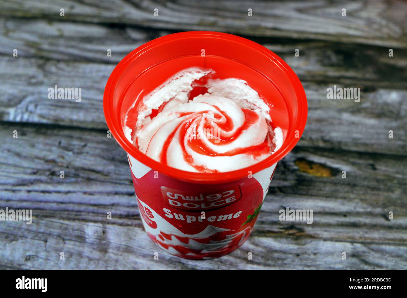 Cairo, Egypt, July 6 2023: Dolce Supreme ice cream frozen vanilla with ...