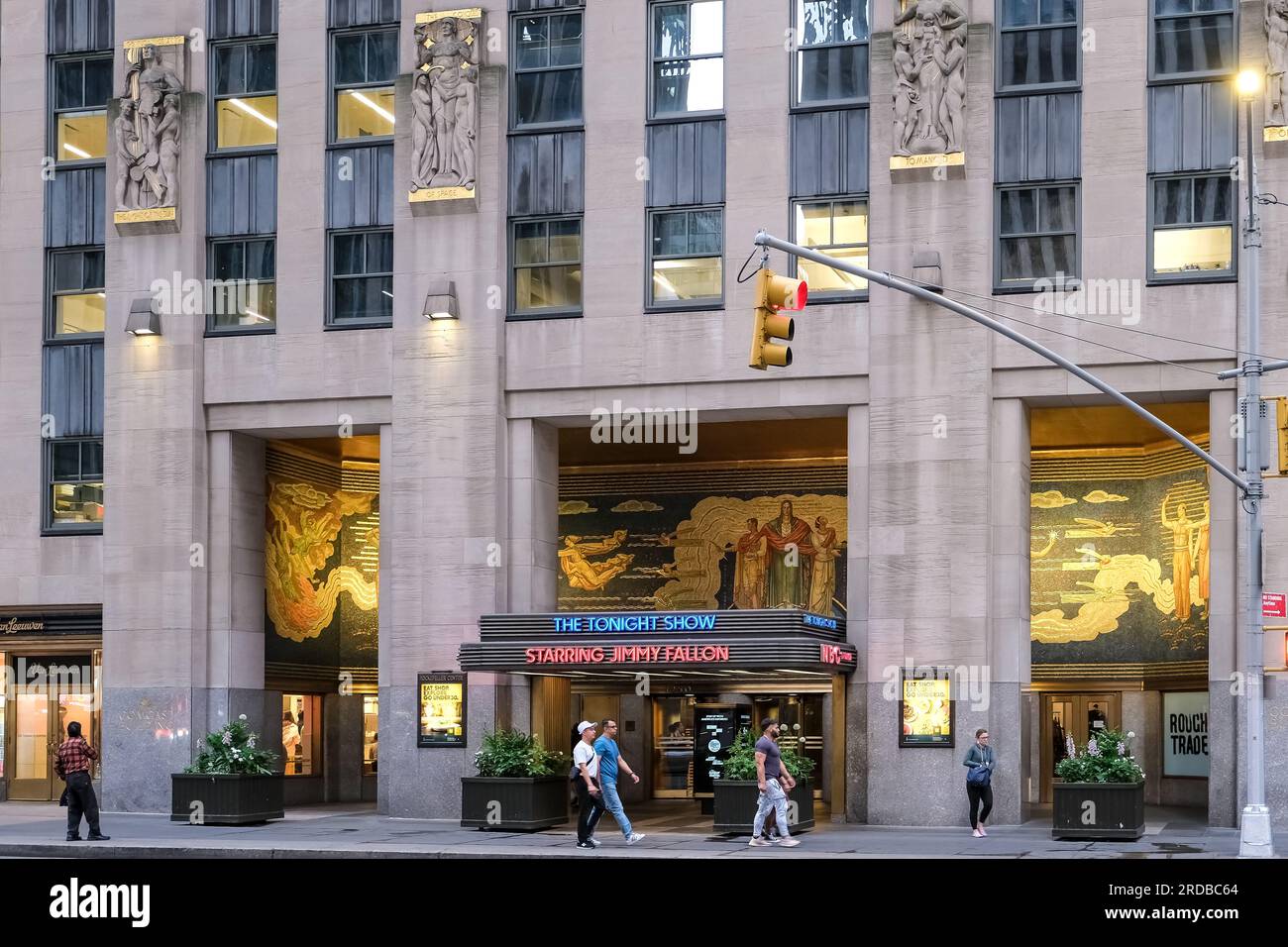 Architectural detail of Radio City Music Hall, an entertainment venue and theater within Rockefeller Center, in Midtown Manhattan, New York City Stock Photo