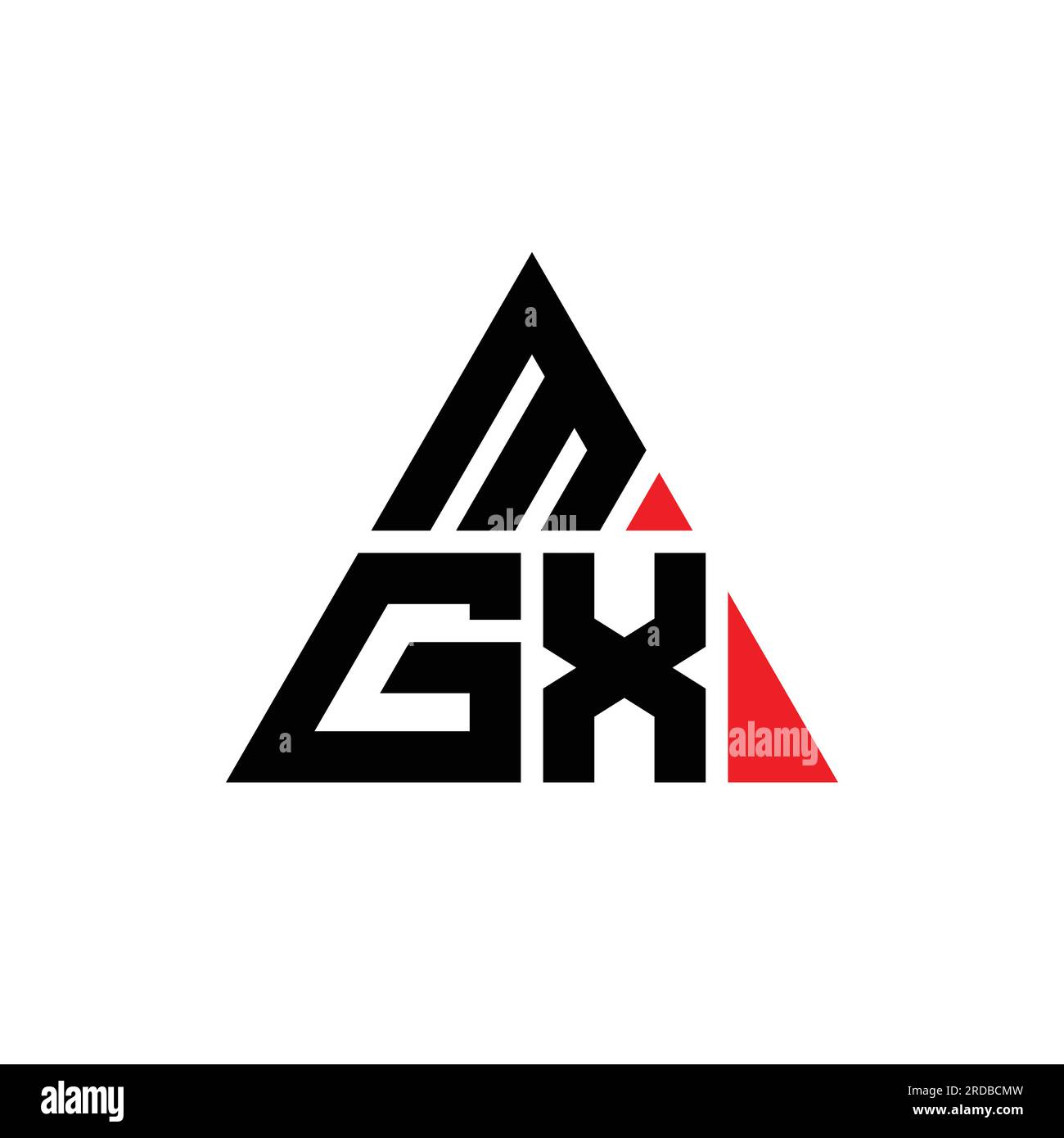 MGX triangle letter logo design with triangle shape. MGX triangle logo design monogram. MGX triangle vector logo template with red color. MGX triangul Stock Vector