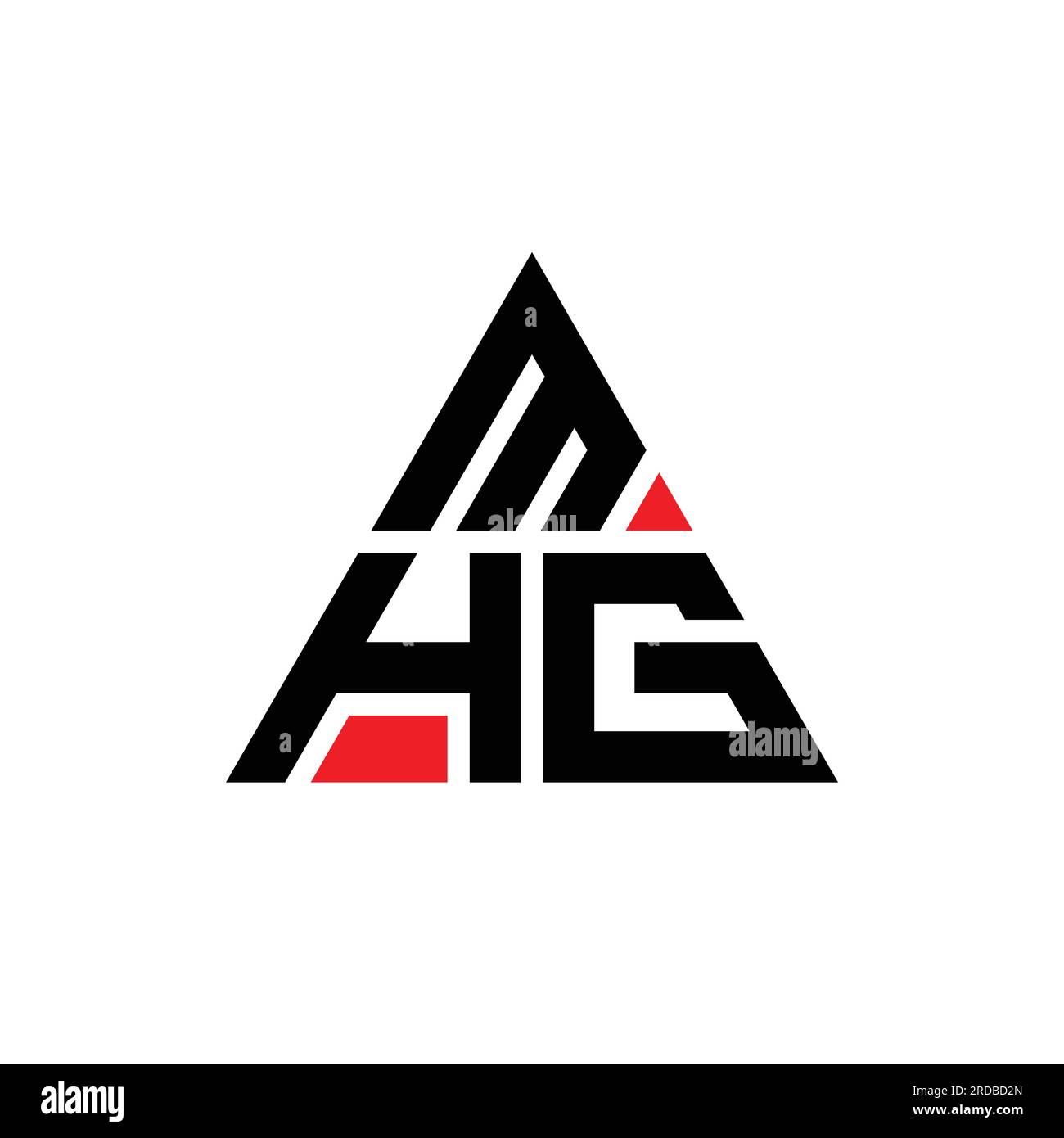 MHG triangle letter logo design with triangle shape. MHG triangle logo design monogram. MHG triangle vector logo template with red color. MHG triangul Stock Vector
