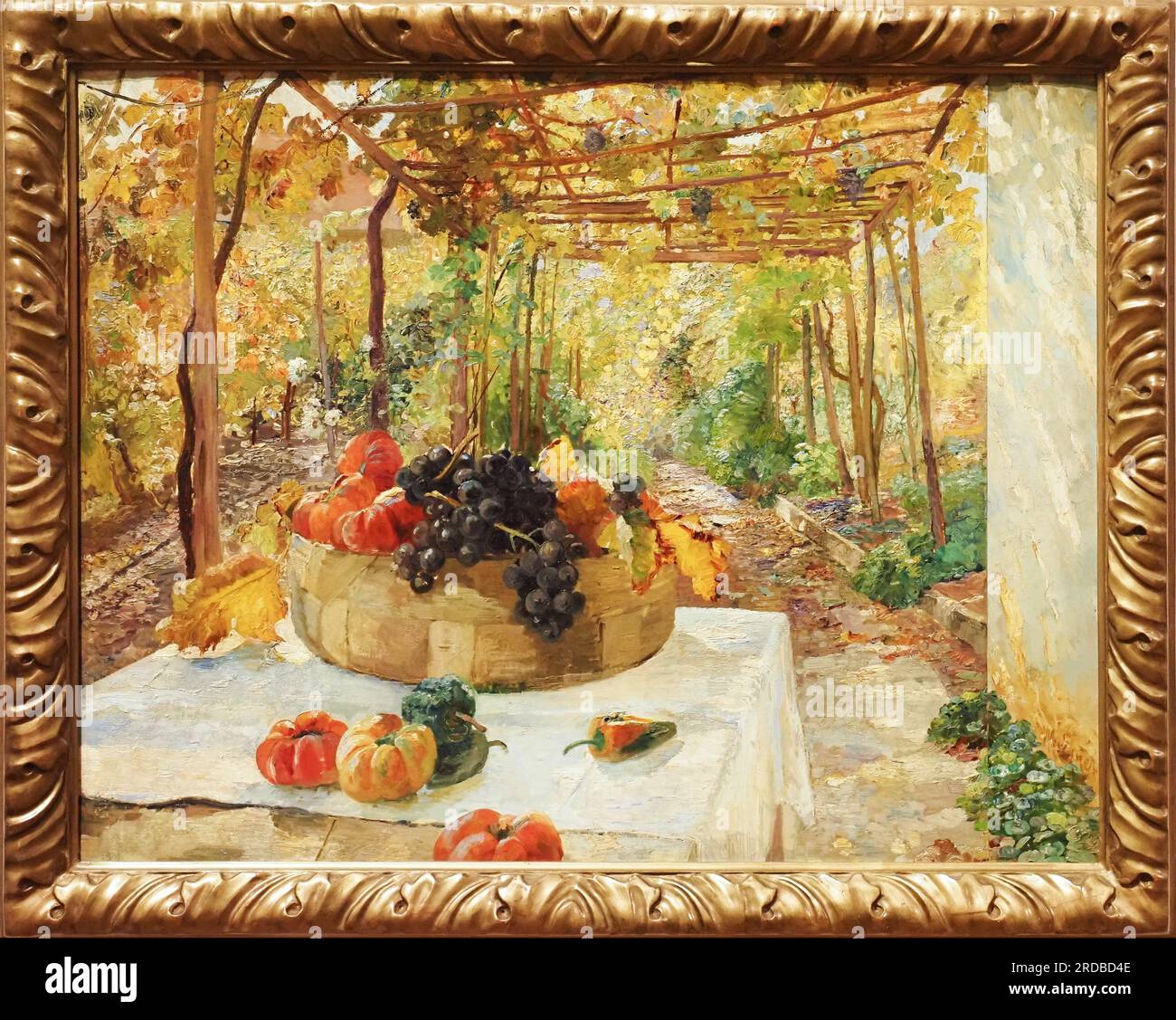 Under the Pergola, oil on paper on cardboard, circa 1910. Creator: Marie Enger, Radkersburg 1850 - 1940 Vienna Stock Photo