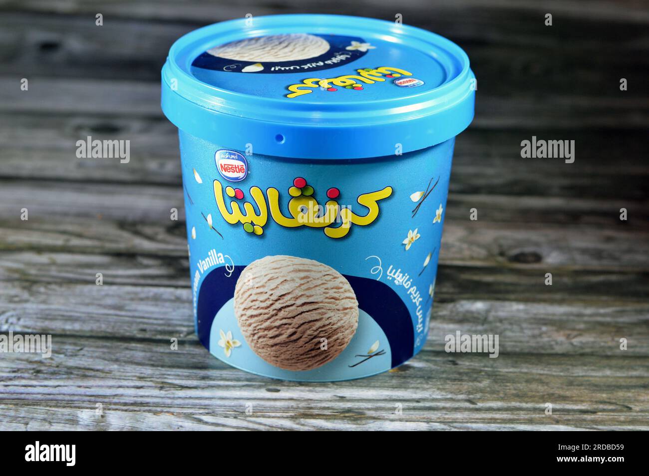 Cairo, Egypt, July 6 2023 Carnavalita IceCream Vanilla from Nestle
