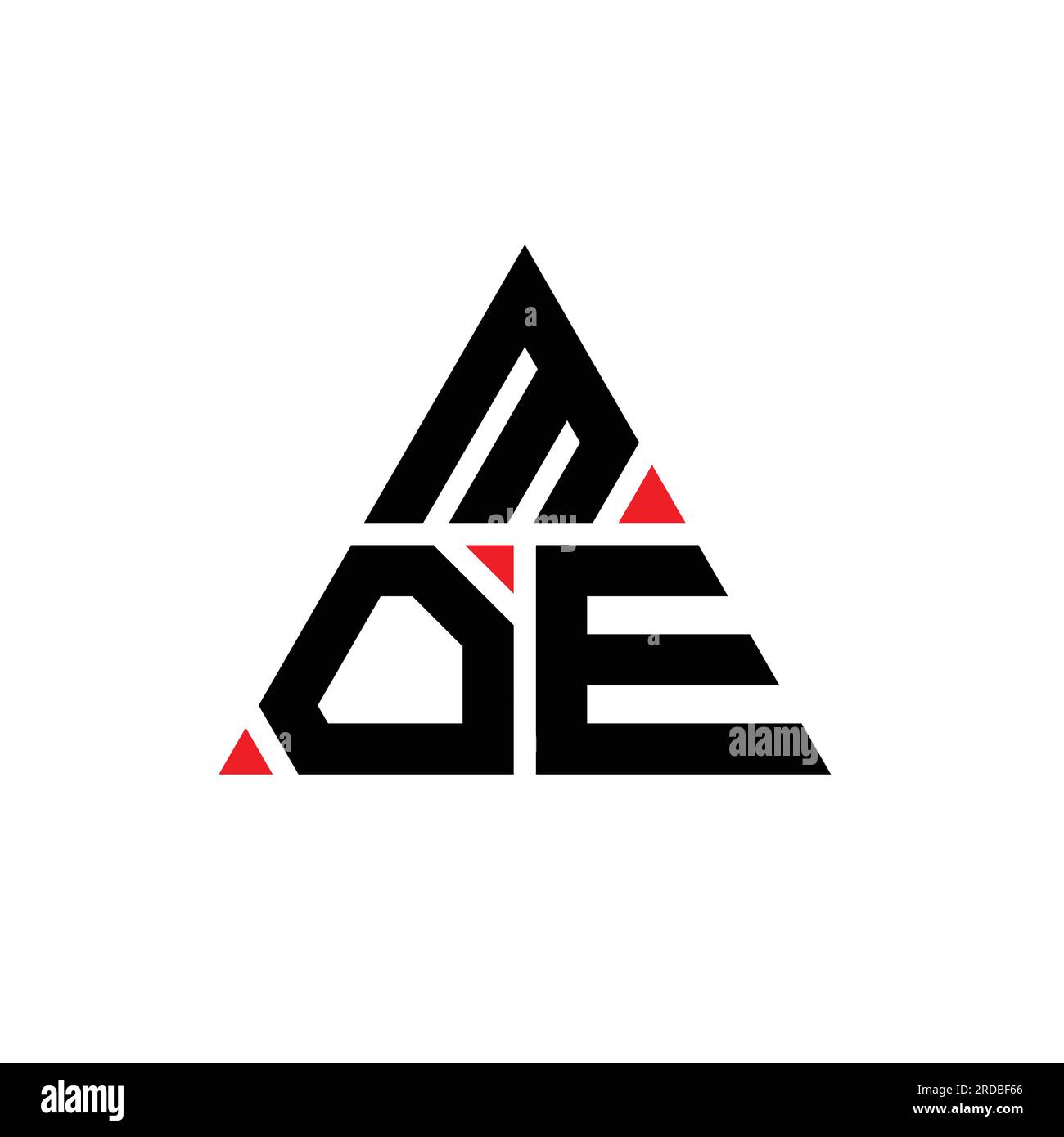 MOE triangle letter logo design with triangle shape. MOE triangle logo design monogram. MOE triangle vector logo template with red color. MOE triangul Stock Vector