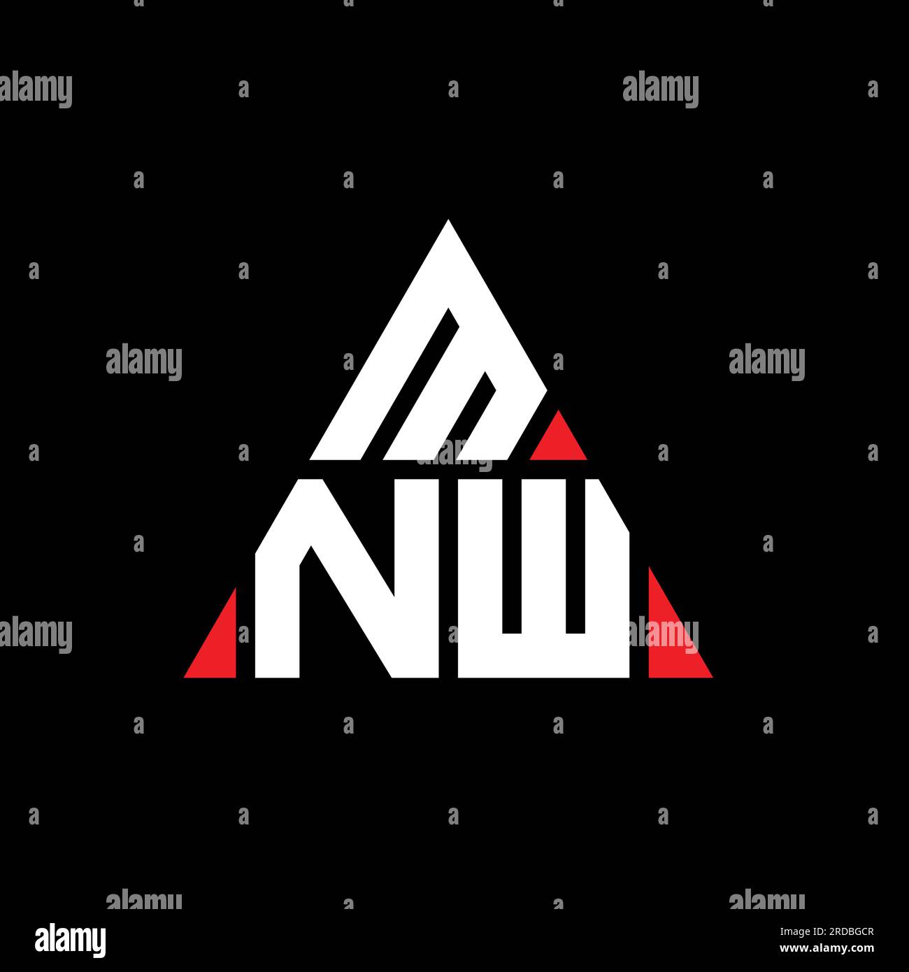 MNW triangle letter logo design with triangle shape. MNW triangle logo design monogram. MNW triangle vector logo template with red color. MNW triangul Stock Vector