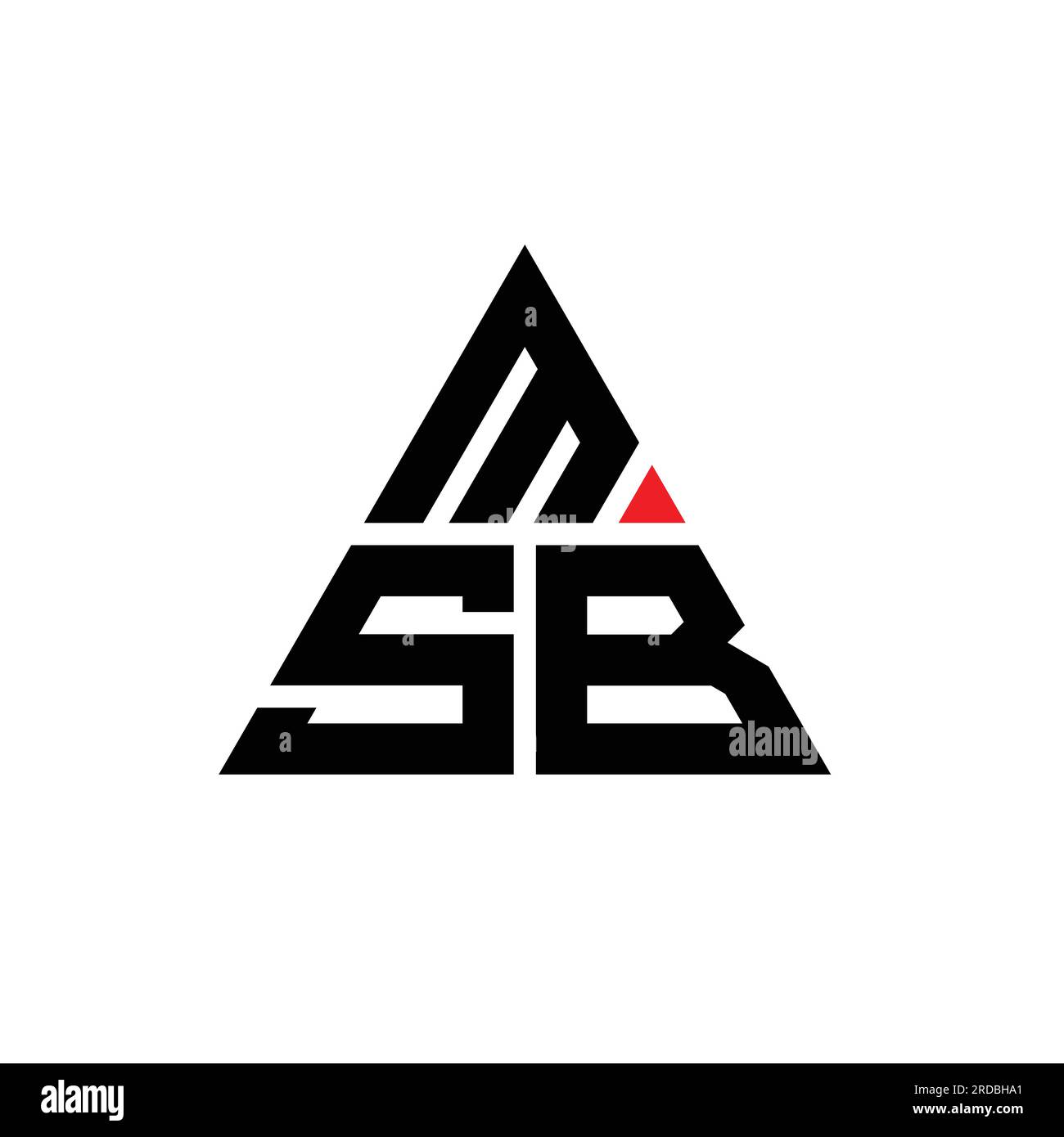 MSB triangle letter logo design with triangle shape. MSB triangle logo design monogram. MSB triangle vector logo template with red color. MSB triangul Stock Vector