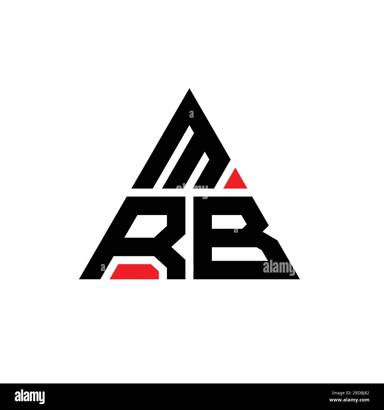 MRB triangle letter logo design with triangle shape. MRB triangle logo design monogram. MRB triangle vector logo template with red color. MRB triangul Stock Vector