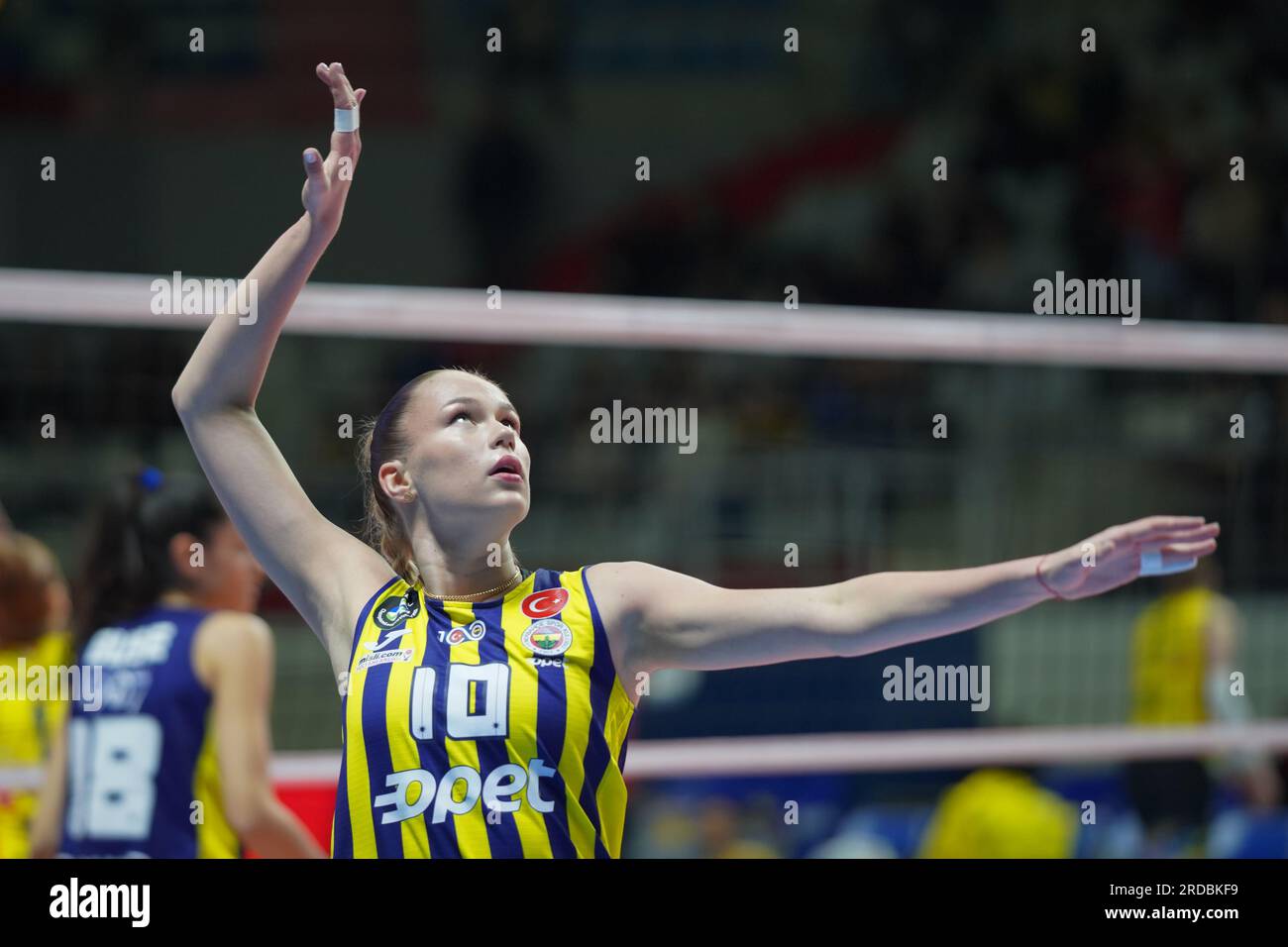 ISTANBUL, TURKIYE - MARCH 16, 2023: Arina Fedorovtseva warming up ...