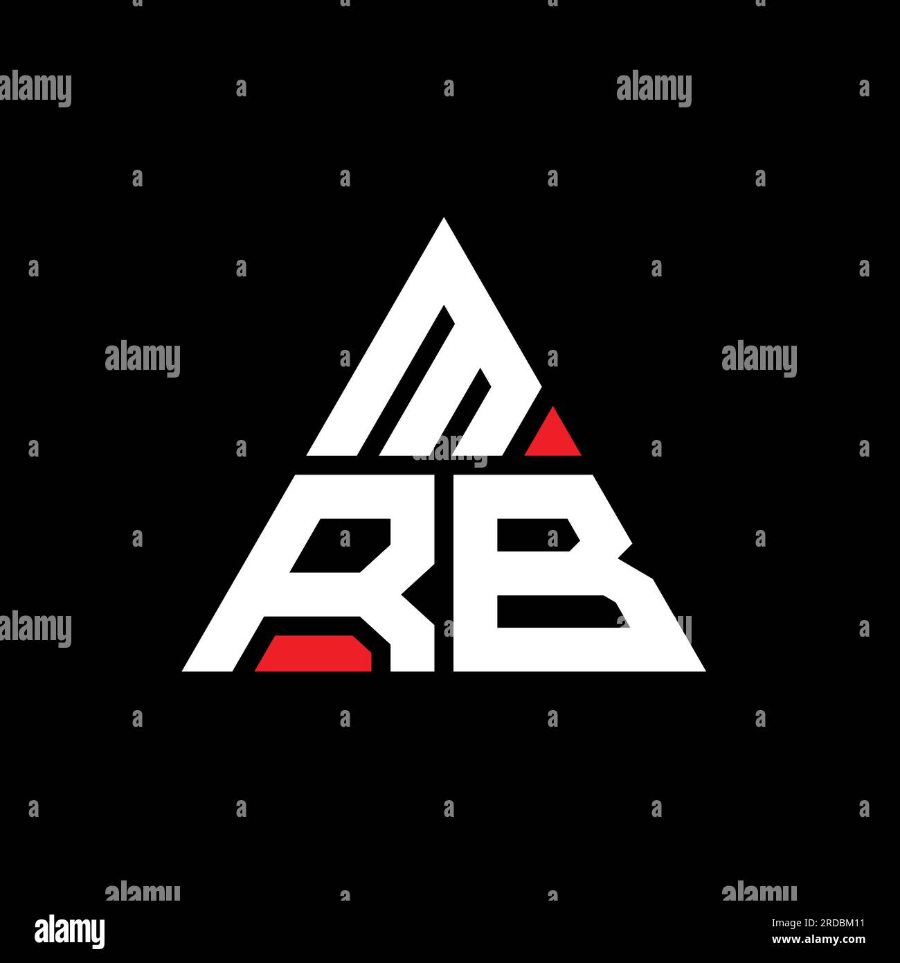 MRB triangle letter logo design with triangle shape. MRB triangle logo design monogram. MRB triangle vector logo template with red color. MRB triangul Stock Vector