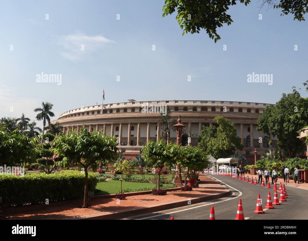 New Delhi, India. 20th July, 2023. General view of Parliament House building during the first day of the monsoon session 2023 of Parliament, in New Delhi. (Photo by Ganesh Chandra/SOPA Images/Sipa USA) Credit: Sipa USA/Alamy Live News Stock Photo