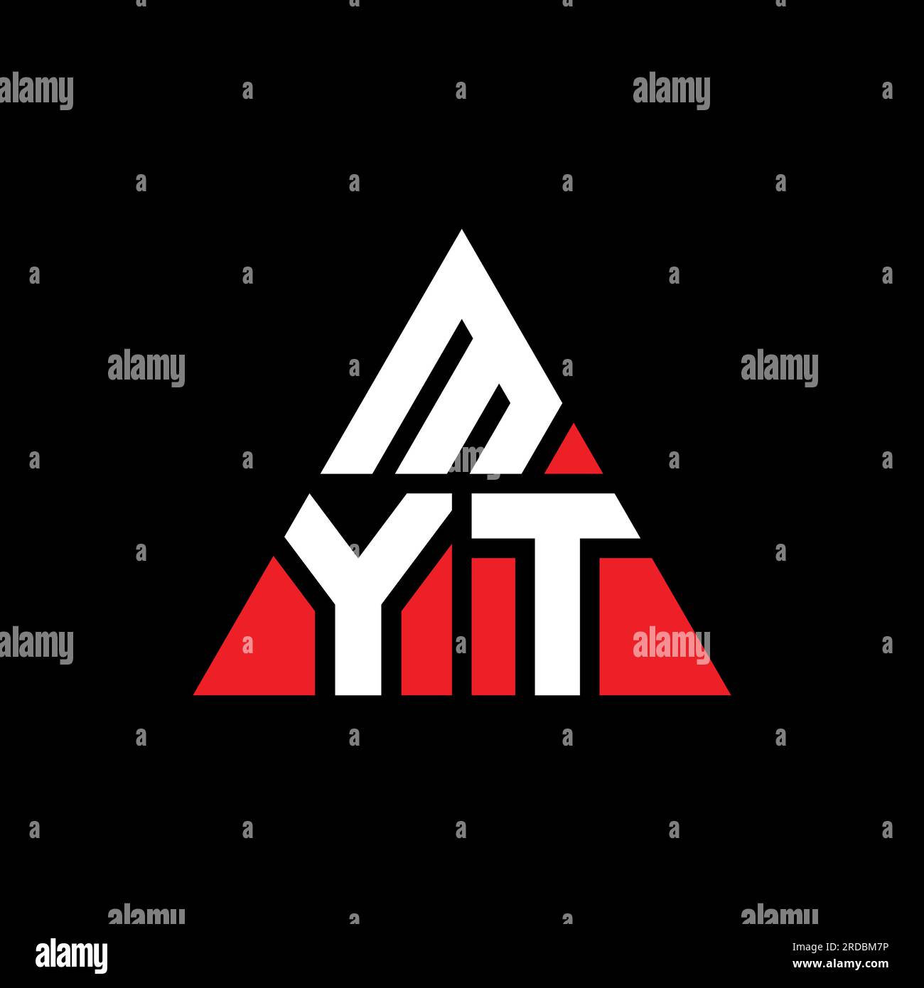 MYT triangle letter logo design with triangle shape. MYT triangle logo design monogram. MYT triangle vector logo template with red color. MYT triangul Stock Vector