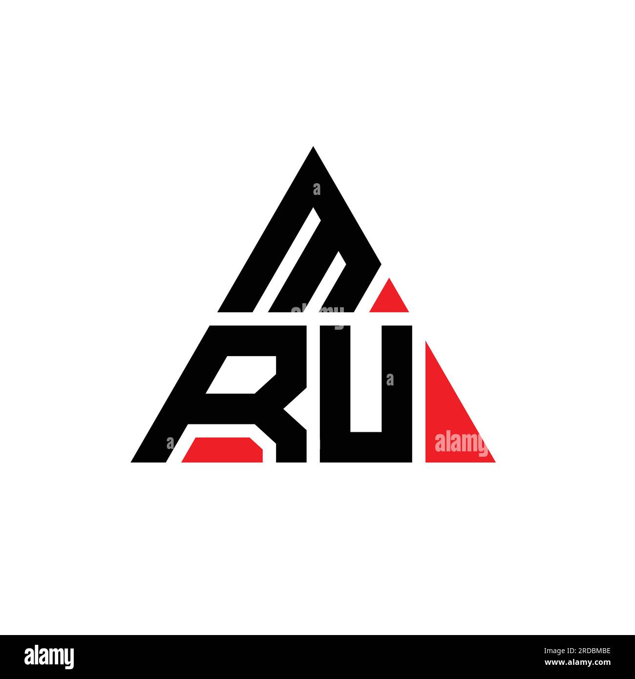 MRU triangle letter logo design with triangle shape. MRU triangle logo design monogram. MRU triangle vector logo template with red color. MRU triangul Stock Vector