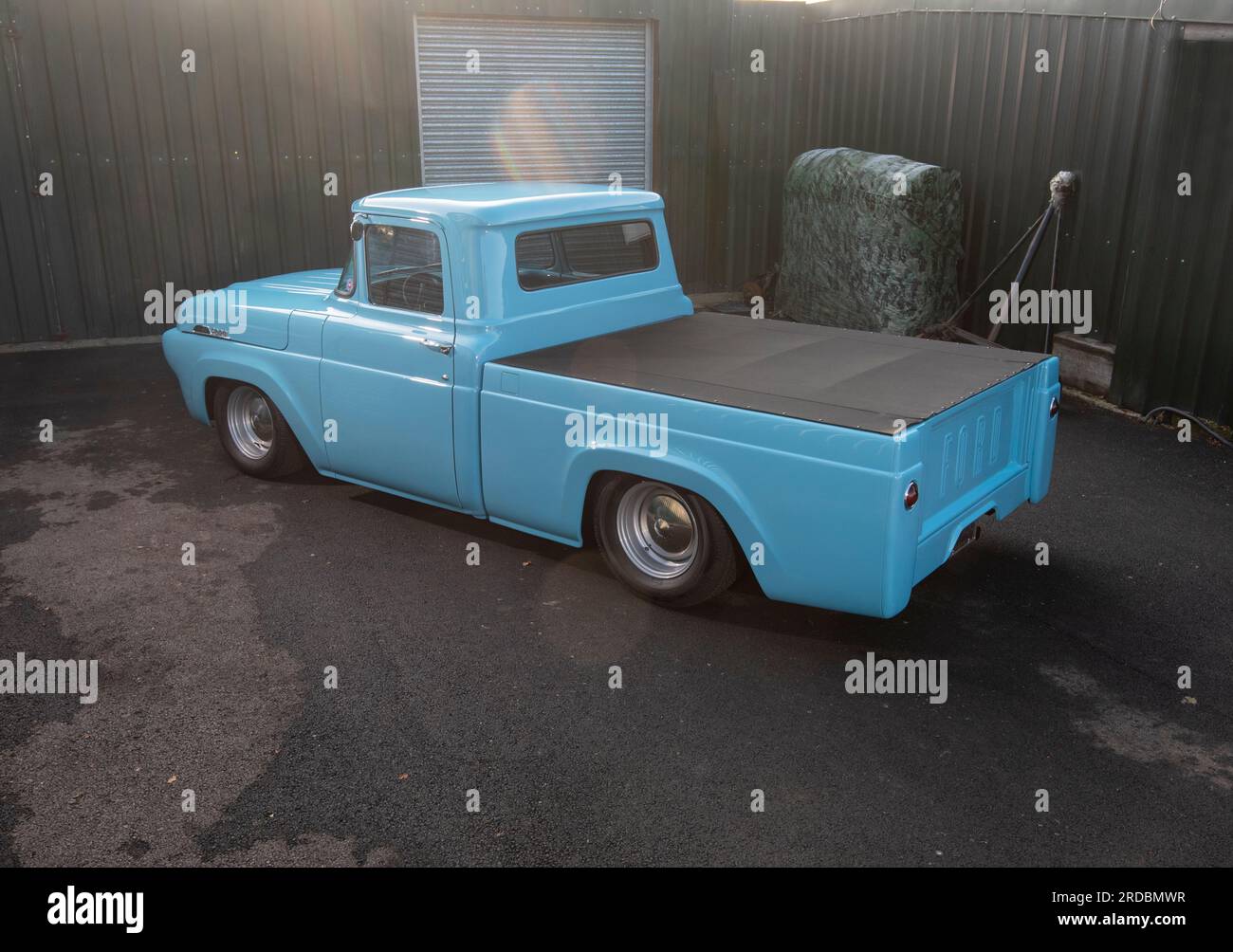lowered Ford F100 classic American pick up truck Stock Photo
