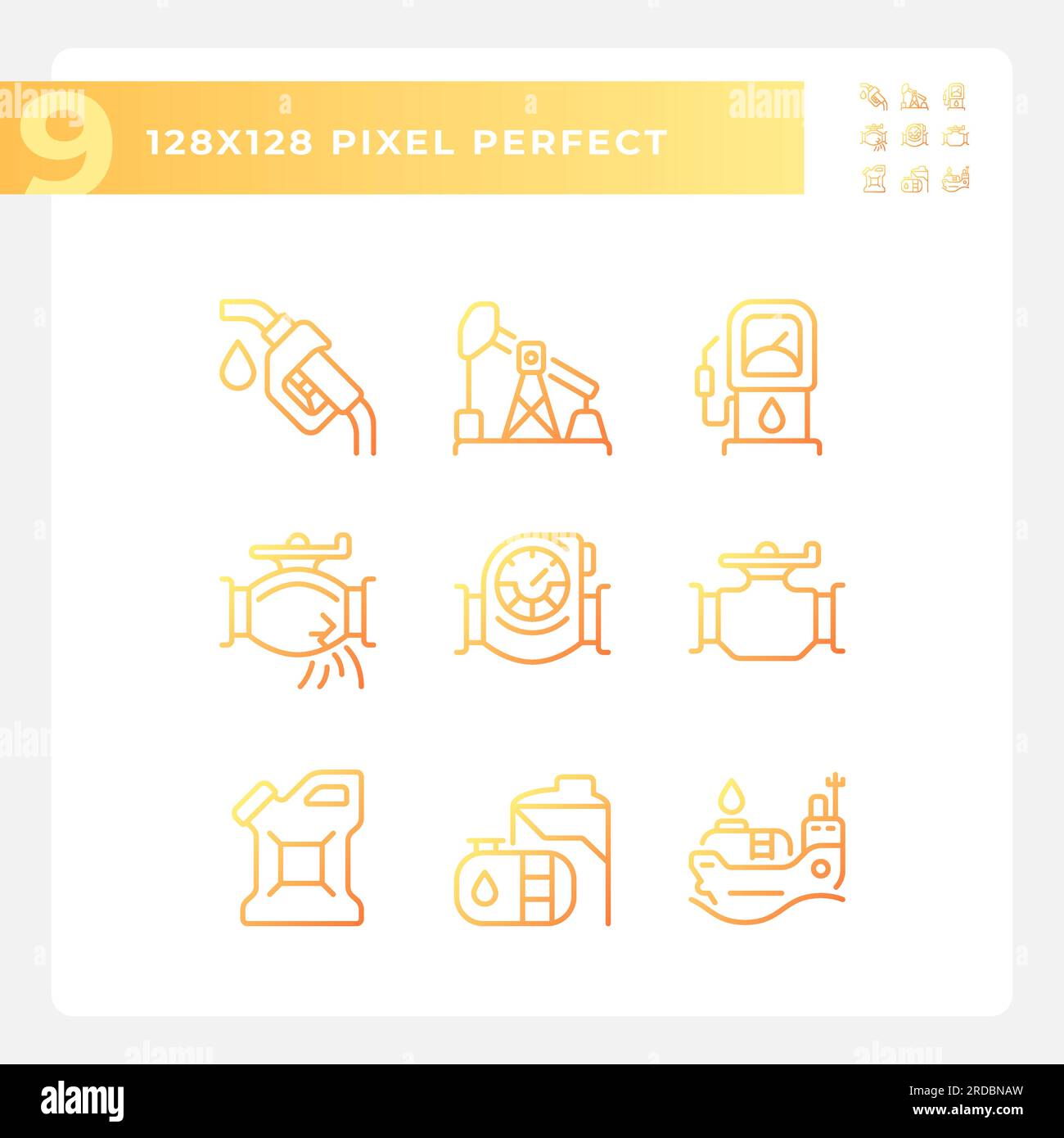 Petroleum industry gradient linear vector icons set Stock Vector