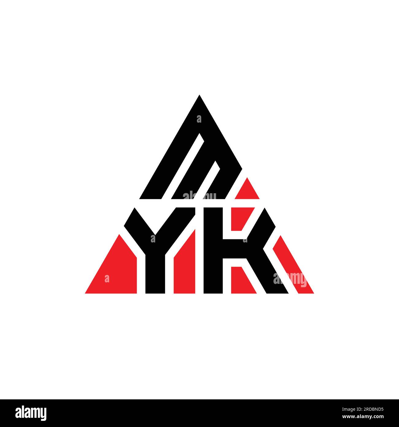 MYK triangle letter logo design with triangle shape. MYK triangle logo design monogram. MYK triangle vector logo template with red color. MYK triangul Stock Vector