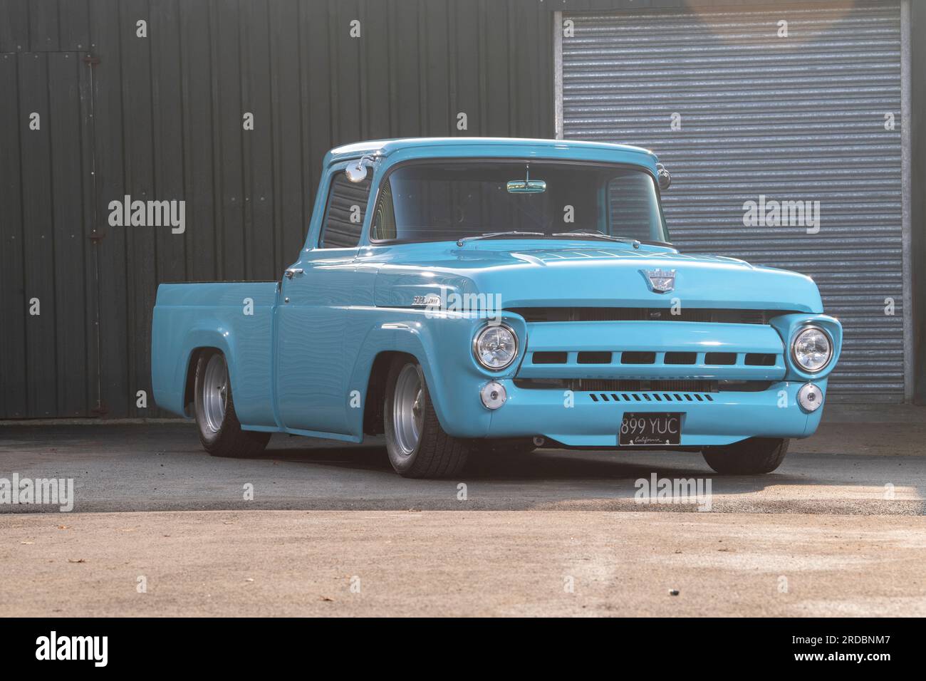 lowered Ford F100 classic American pick up truck Stock Photo