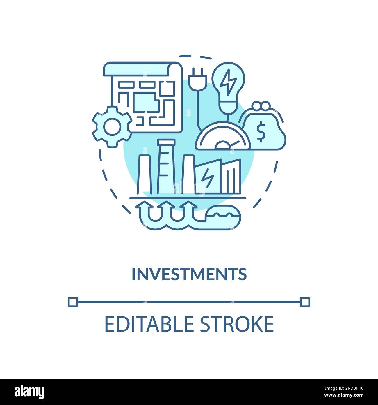 2D customizable investments concept icon Stock Vector