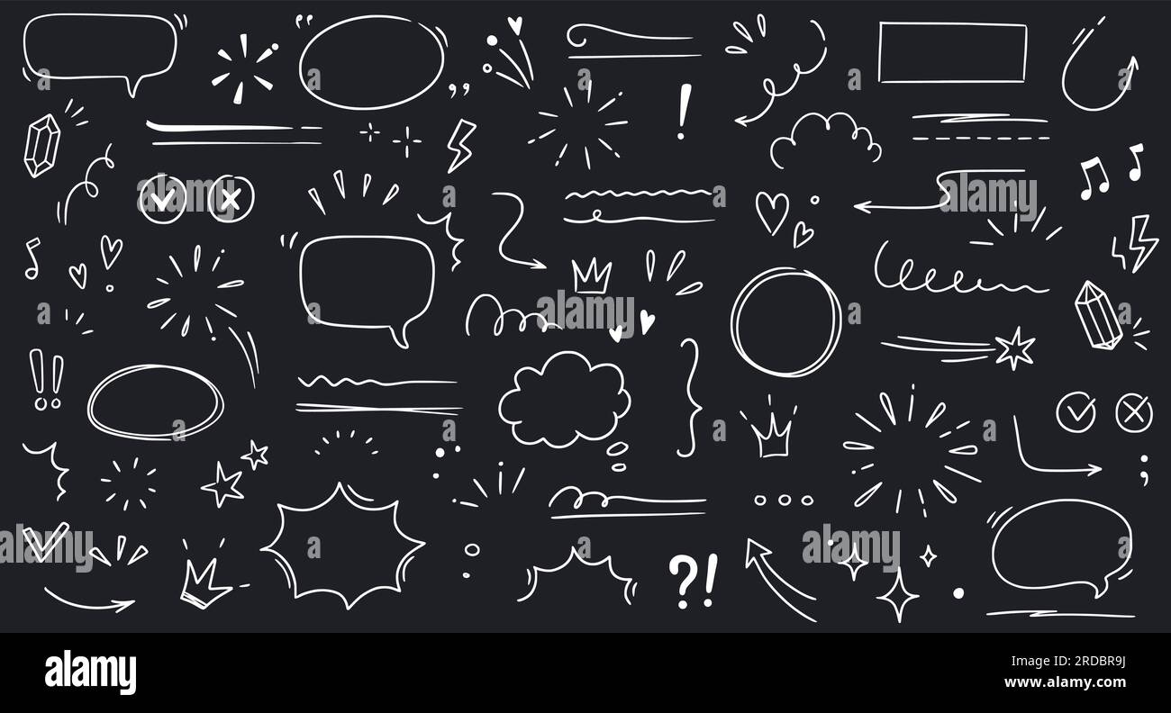 Line highlight brush, text emphasis, underline brush on chalkboard background. Hand drawn 