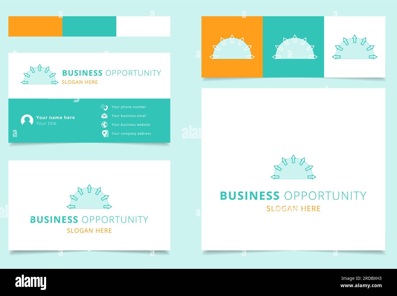 Business opportunity logo design with editable slogan. Branding book