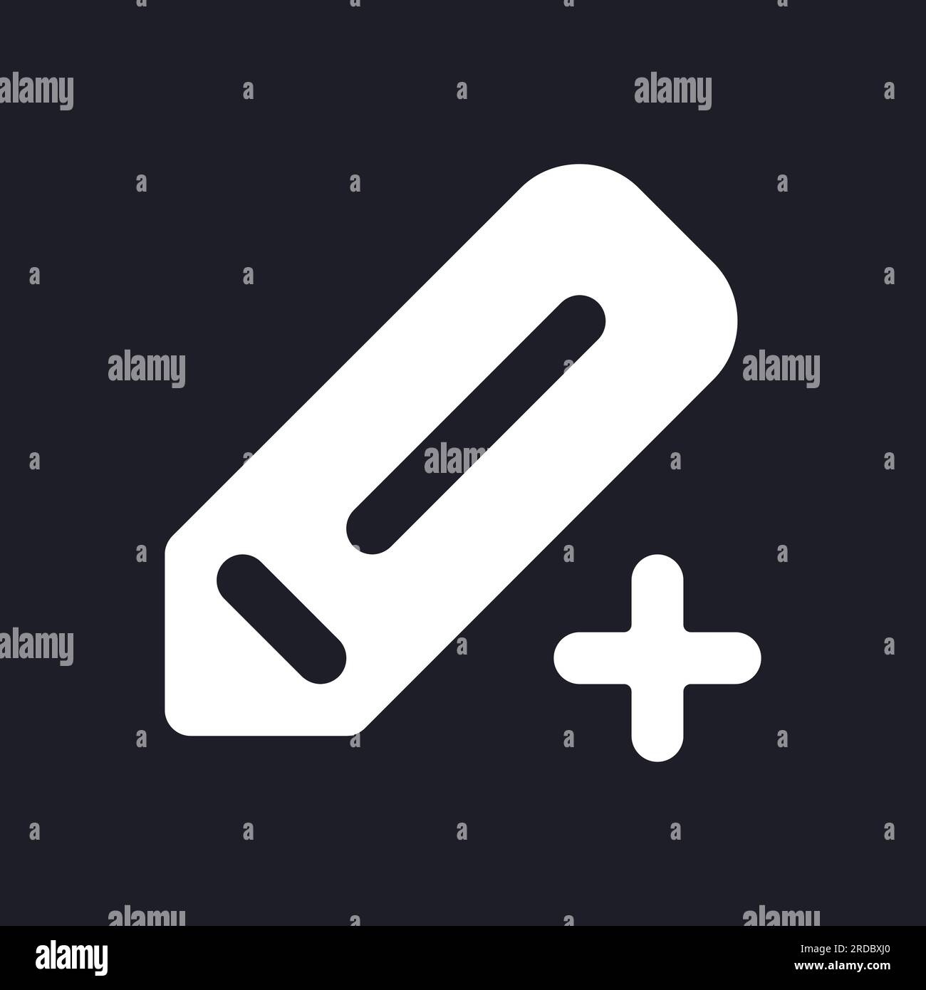 Pencil and plus dark mode glyph ui icon Stock Vector
