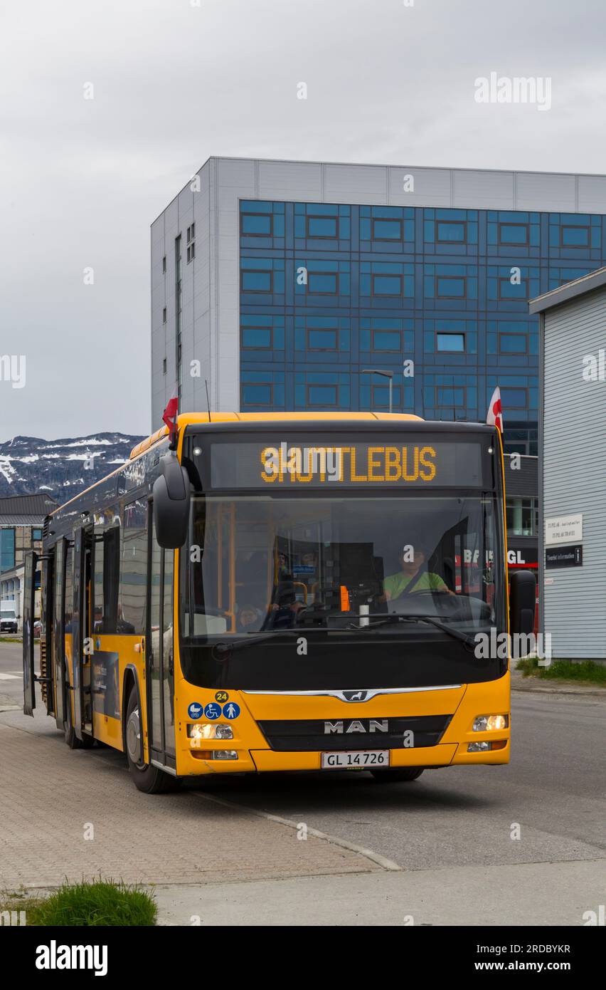 Shuttle bus at Nuuk, Greenland in July Stock Photo Alamy