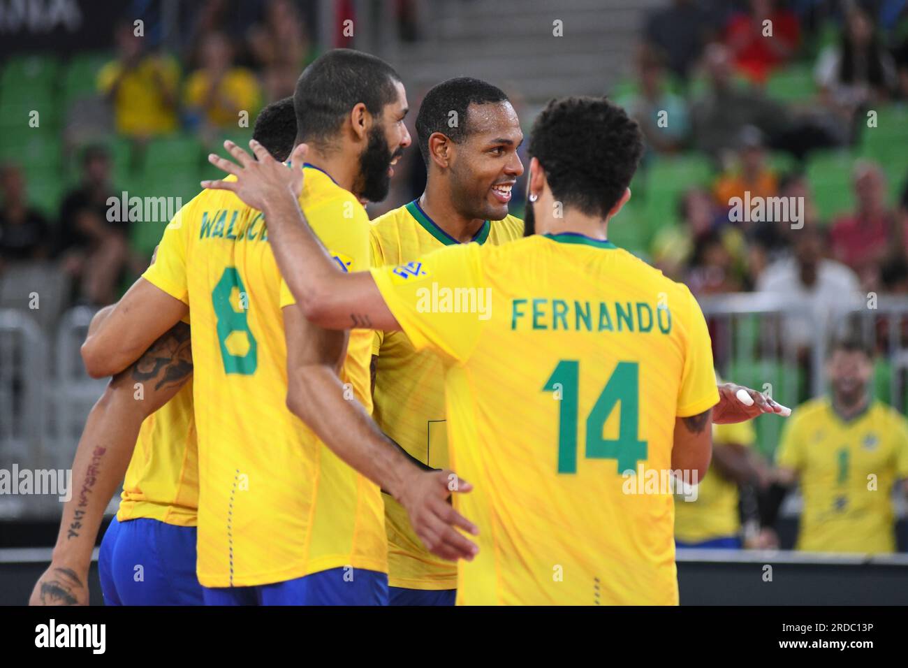 Brazil celebrate the win over Japan. Volleyball World Championship 2022