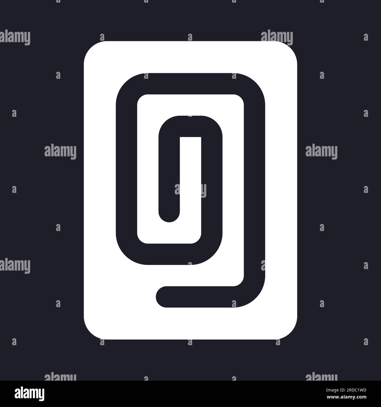 Paperclip dark mode glyph ui icon Stock Vector