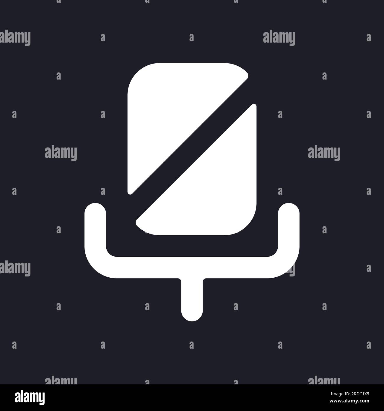 Turn off microphone dark mode glyph ui icon Stock Vector
