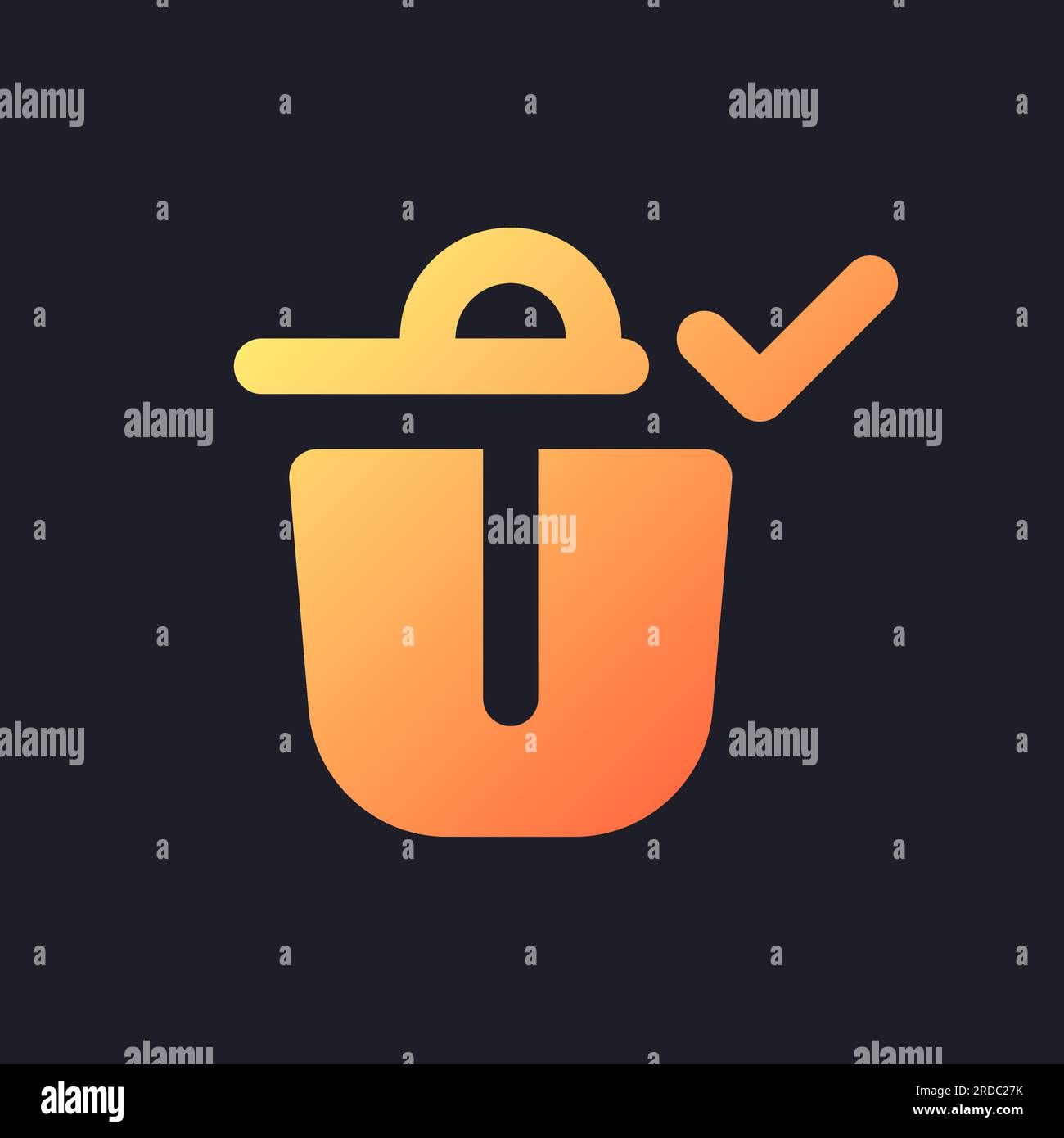 Successfully deleted orange solid gradient ui icon for dark theme Stock Vector