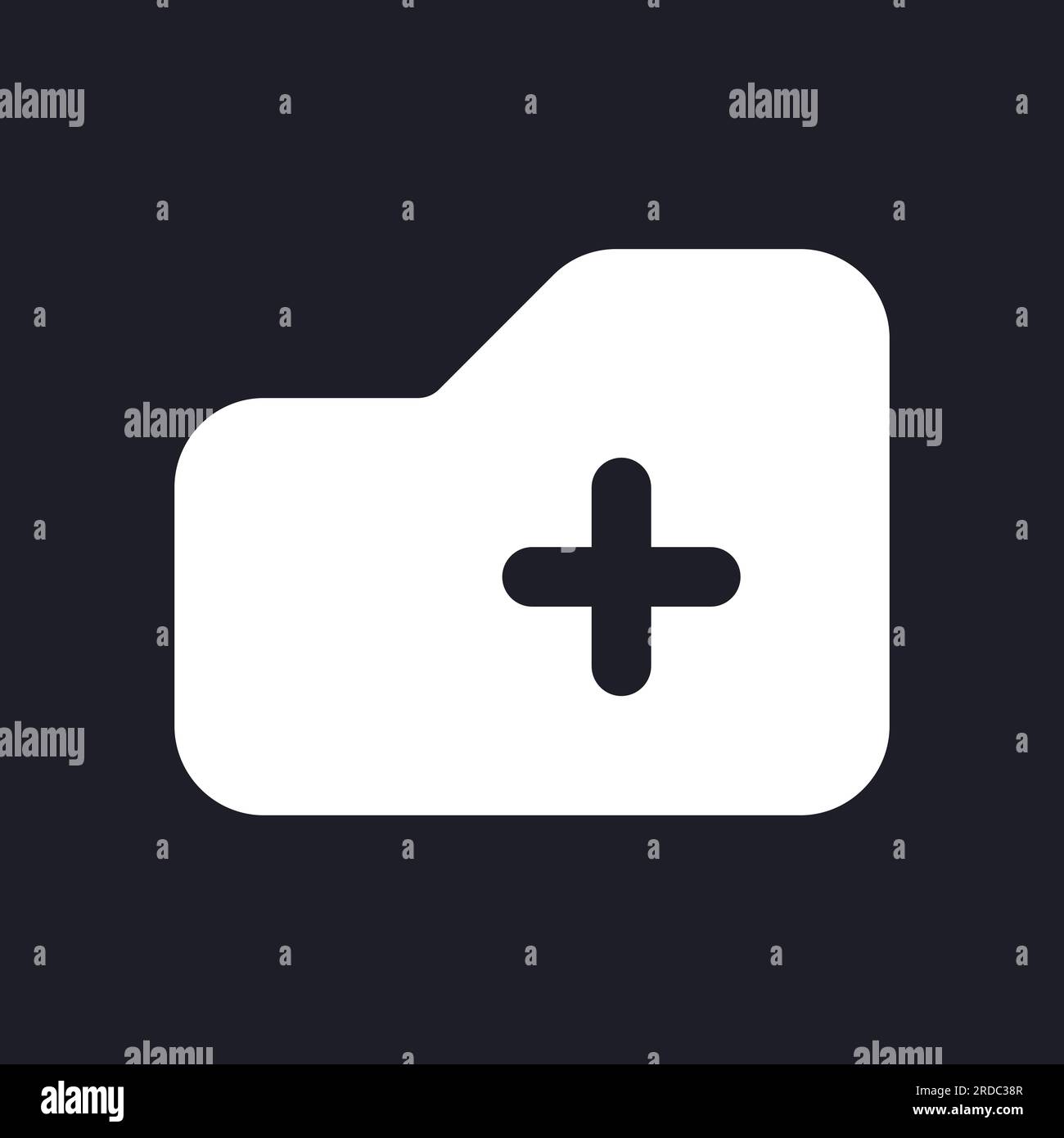 Add to folder dark mode glyph ui icon Stock Vector