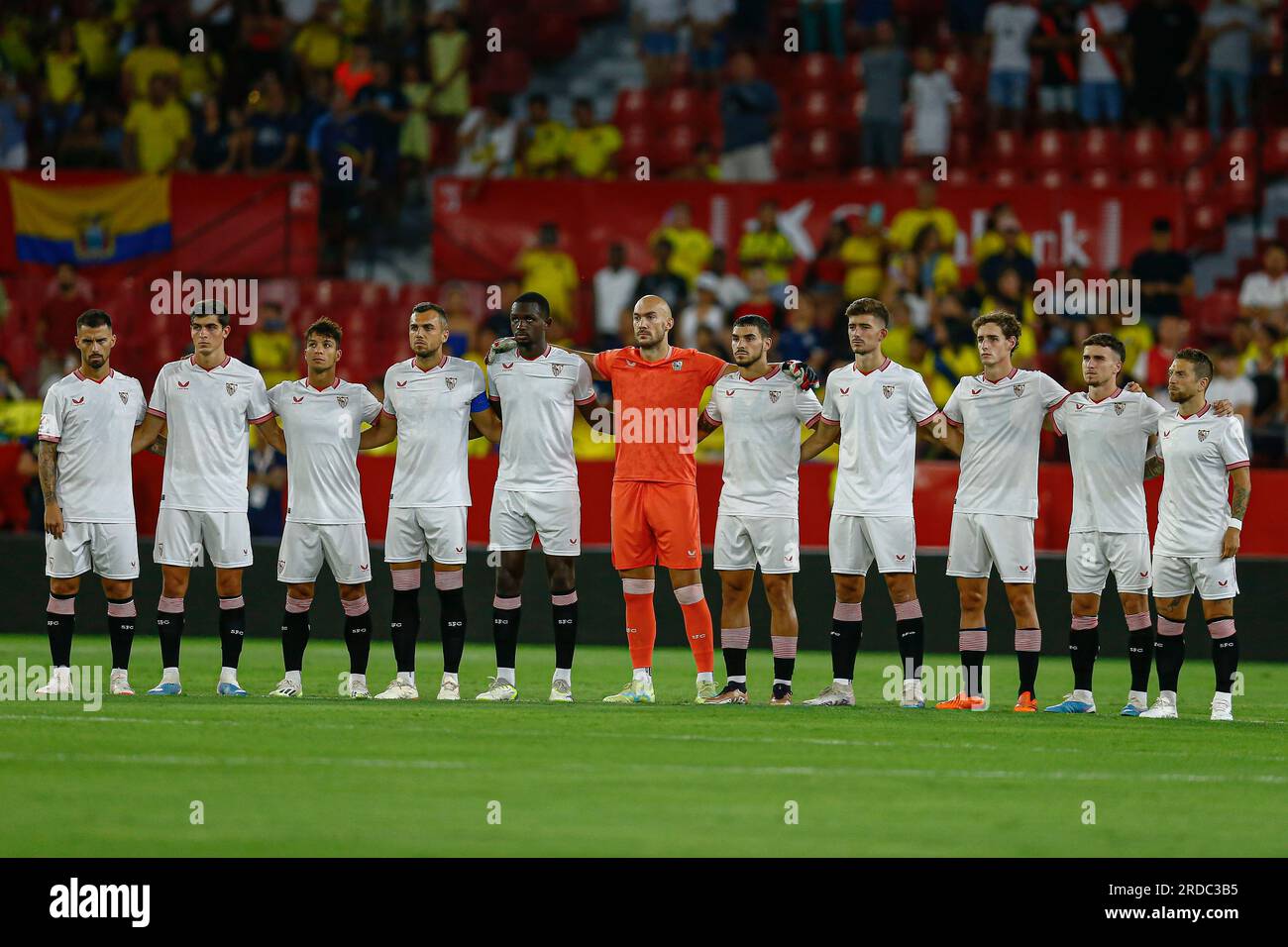 Sevilla FC team group during the UEFA-CONMEBOL Club Challenge, XII Antonio Puerta Trophy match, between Sevilla FC and Independiente del Valle played at Ramon Sanchez Pizjuan Stadium on July 19, 2023 in Sevilla, Spain. (Photo by Antonio Pozo / Pressinphoto) Stock Photo