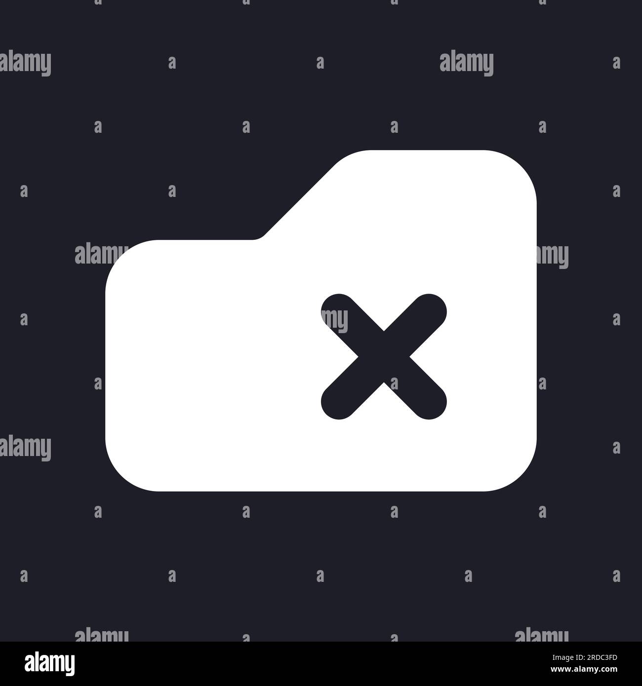 Delete from folder dark mode glyph ui icon Stock Vector