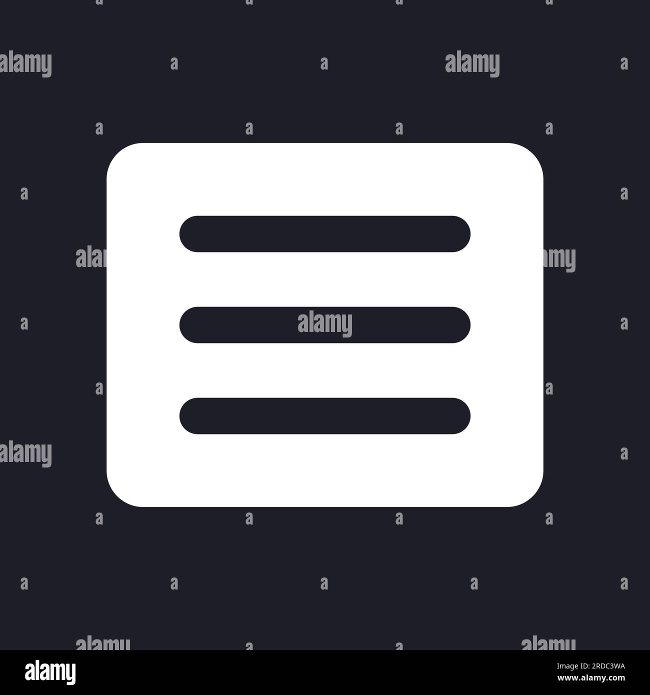 Hamburger menu dark mode glyph ui icon Stock Vector
